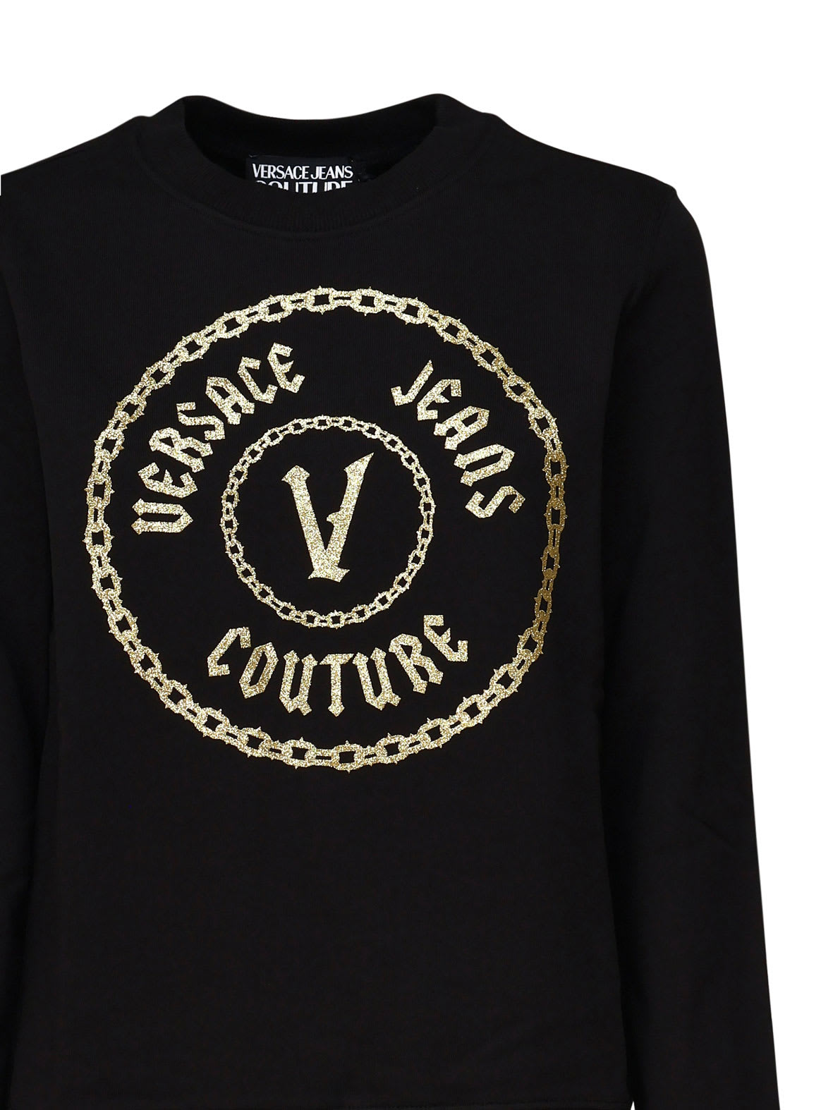 Versace Jeans Couture Logo-print Cotton Sweatshirt In Black