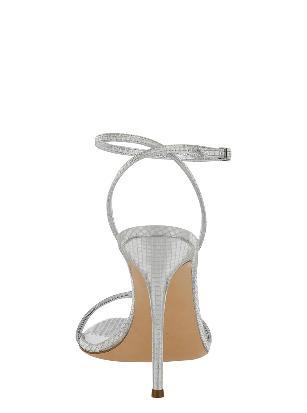 Shop Casadei Diadema Silver Sandals With Blade Heel In Metallic Fabric Woman