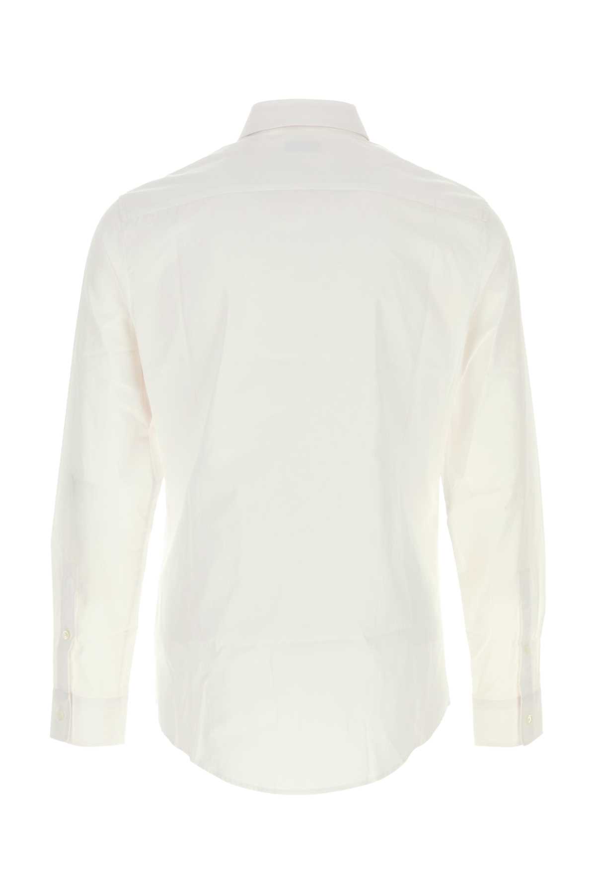 Burberry Poplin Shirt With Button-down Collar And Curved Hem In White
