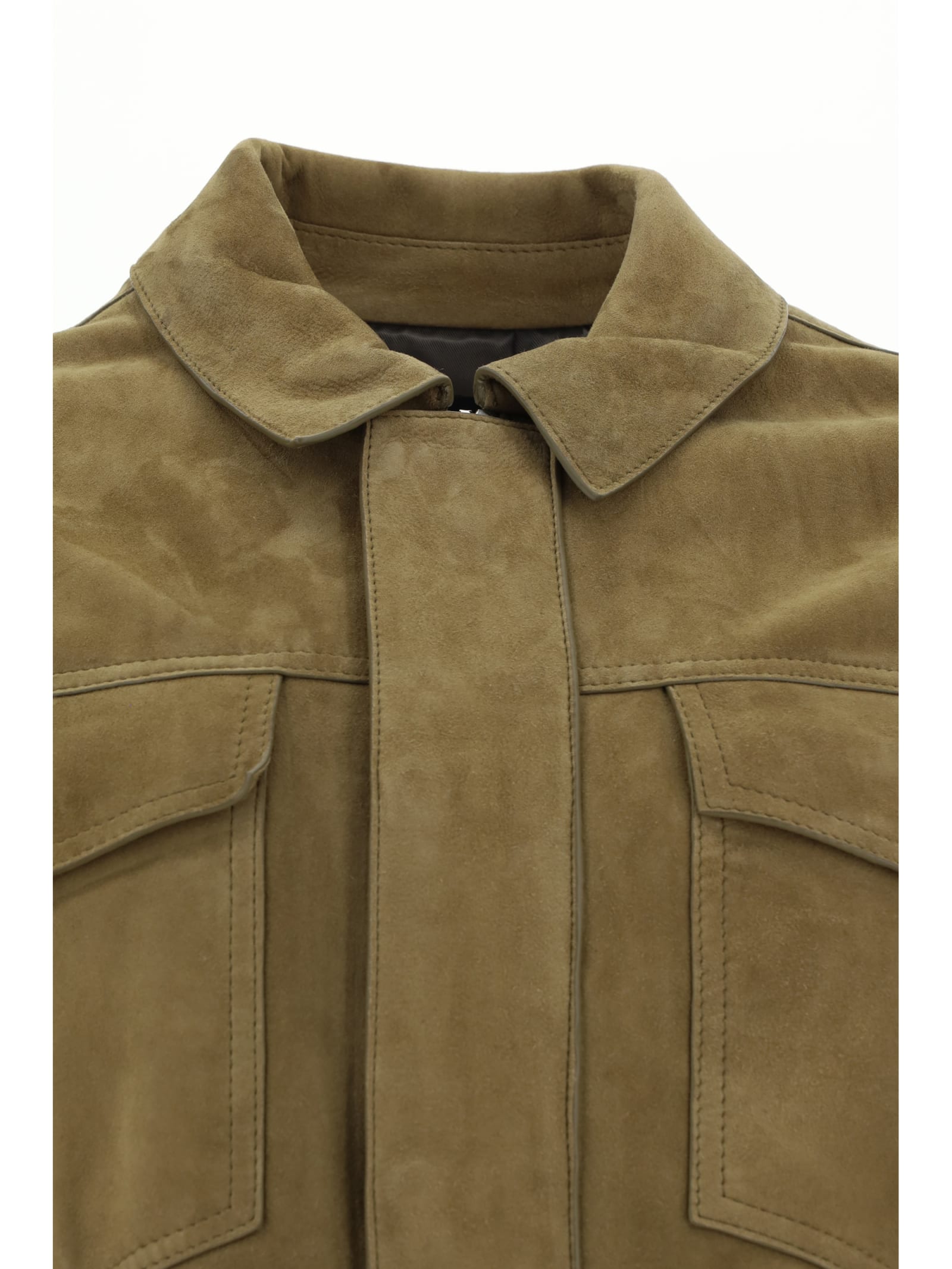 Shop Yves Salomon Leather Jacket In Thym