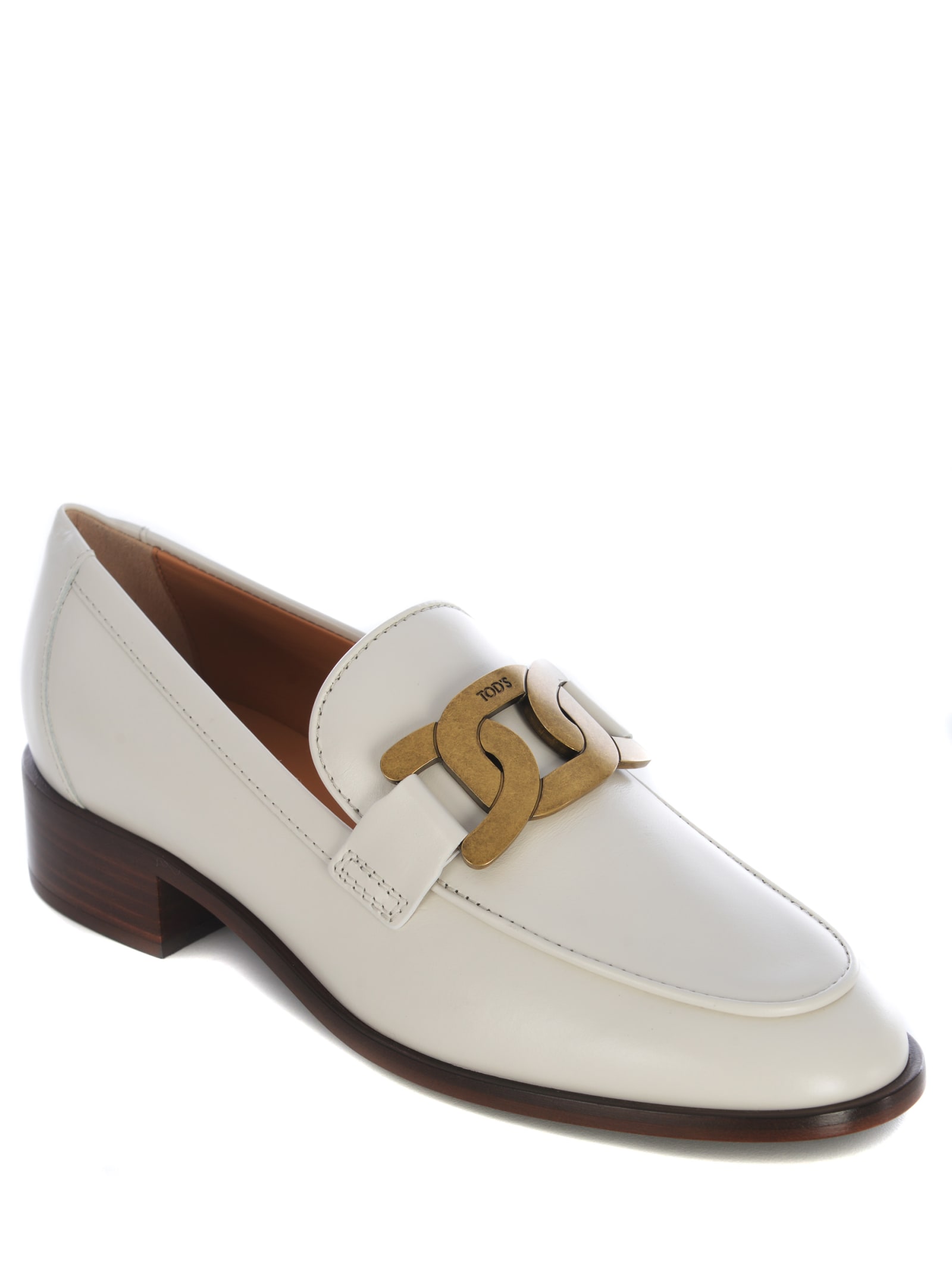 Shop Tod's Moccasin Tods Chain Made Of Leather In Ivory