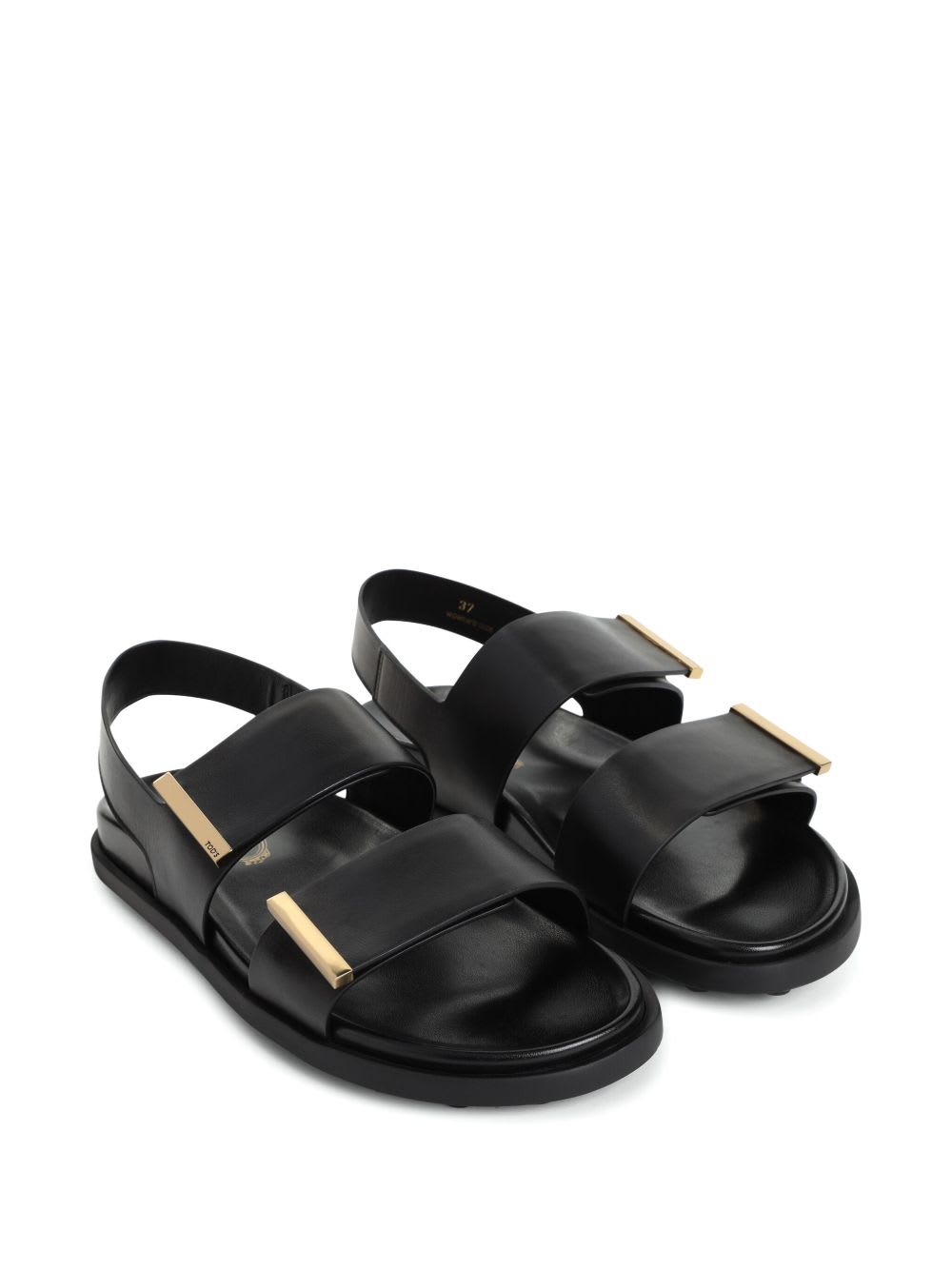 Tod's Leather Slingback Sandals In Black