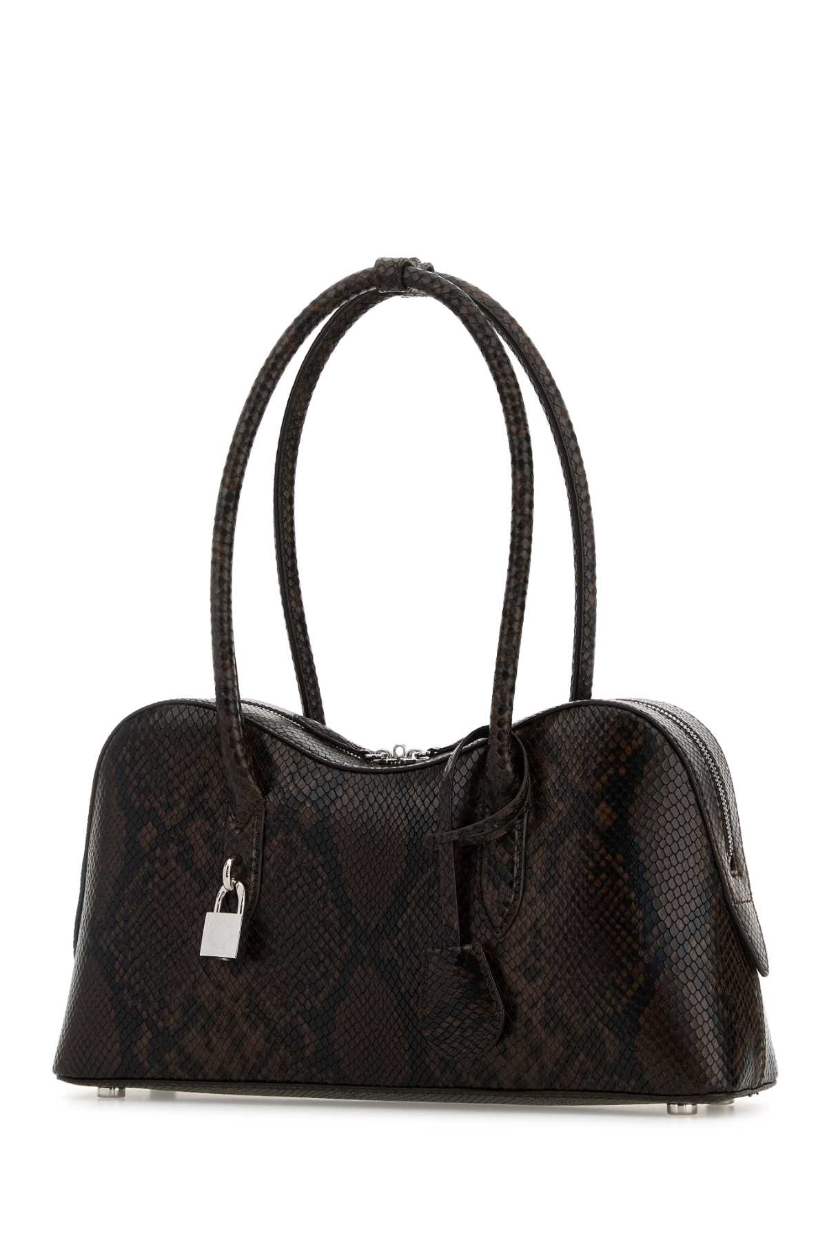 Stella Mccartney Stella Ryder Medium Snake-effect Faux Leather Shoulder Bag In Brown