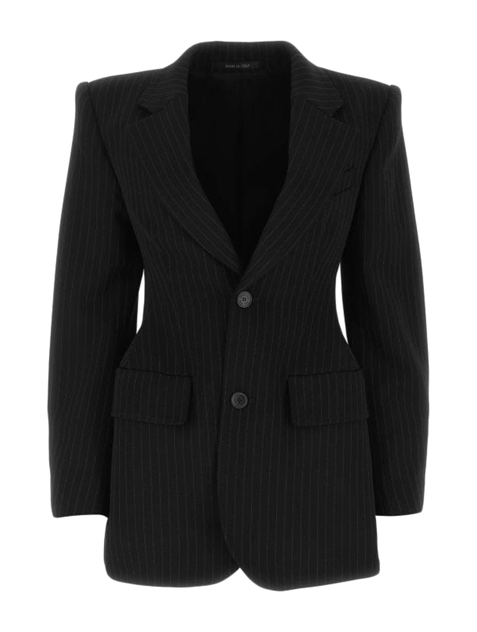 Balenciaga Hourglass Pinstripe Blazer Jacket In Black White