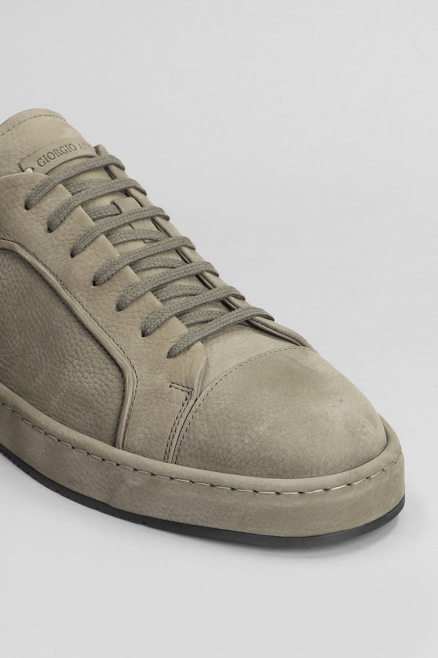 Shop Giorgio Armani Sneakers In Grey Leather