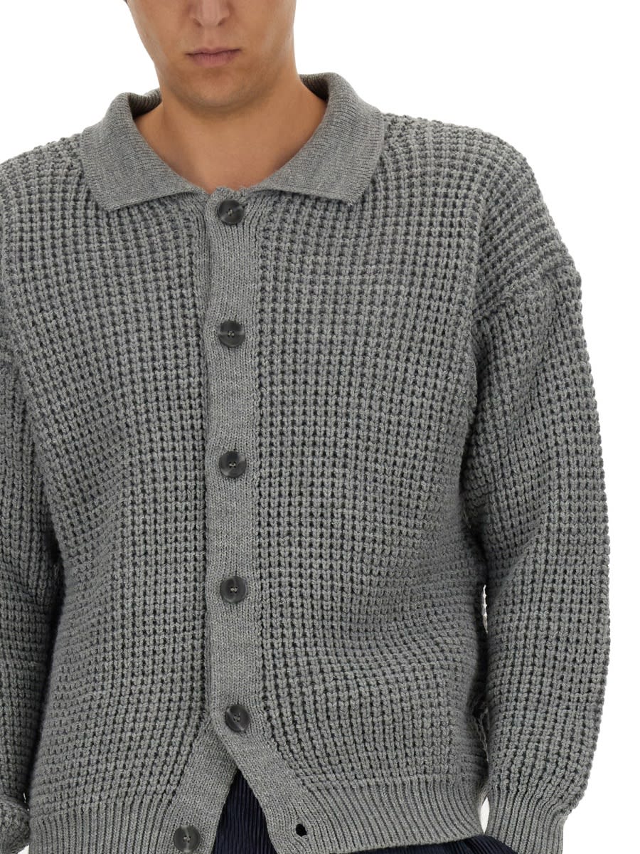 Shop Family First Milano Polo Cardigan In Grey