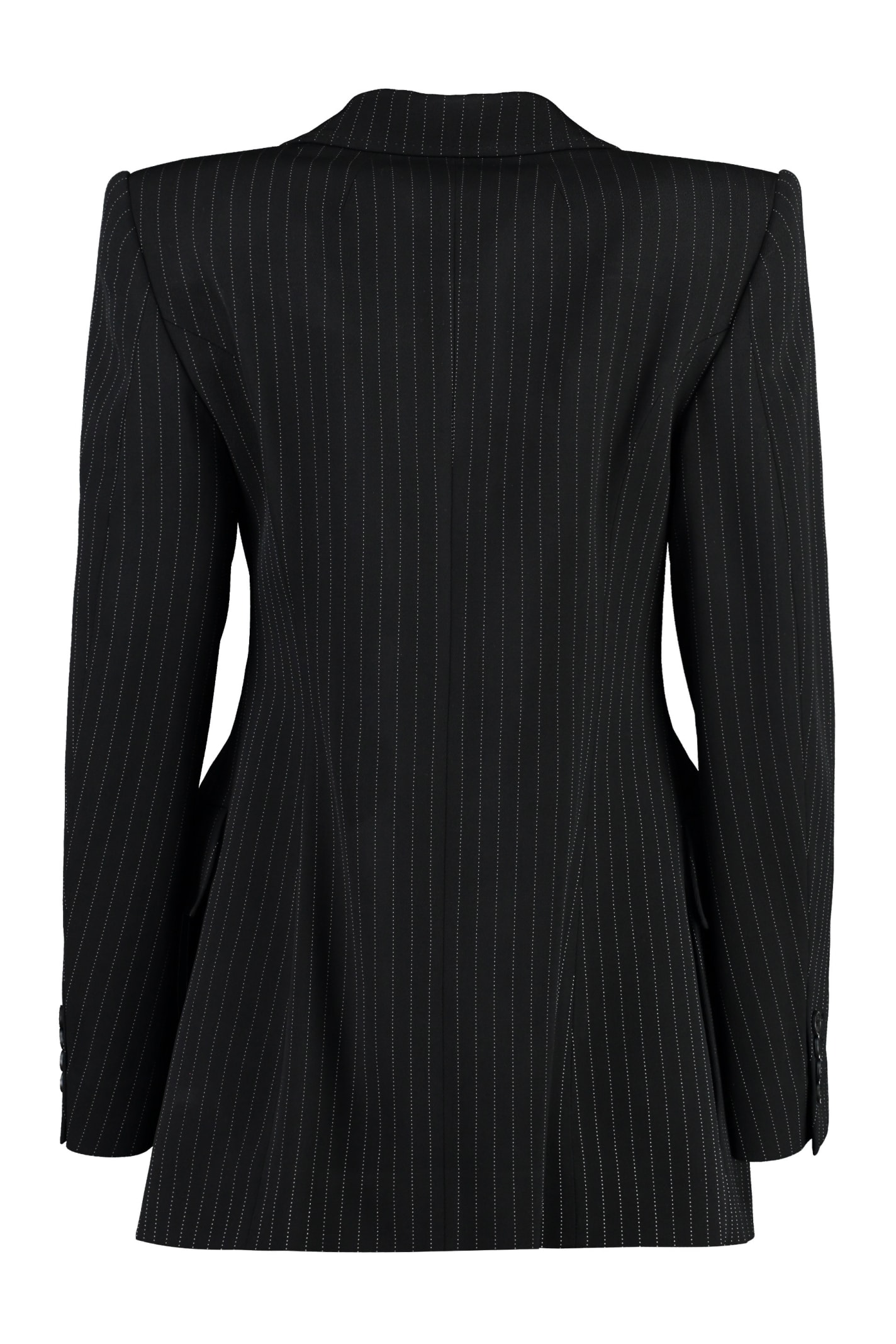 Shop Balenciaga Wool Pinstripe Blazer In Black