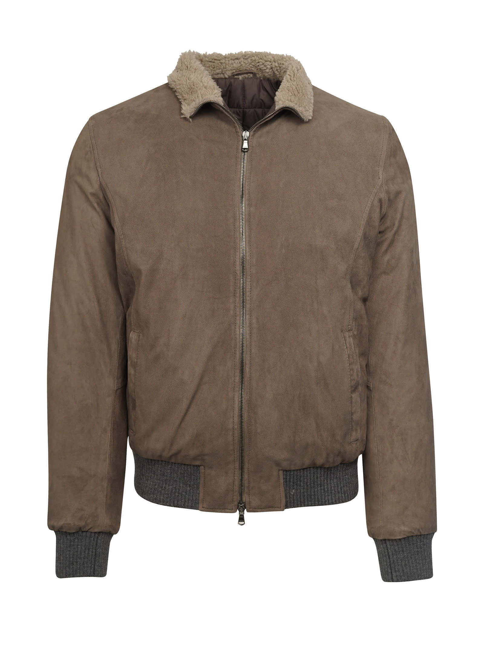 Barba Napoli Mens Dove Gray Jacket With Zip In Taupe