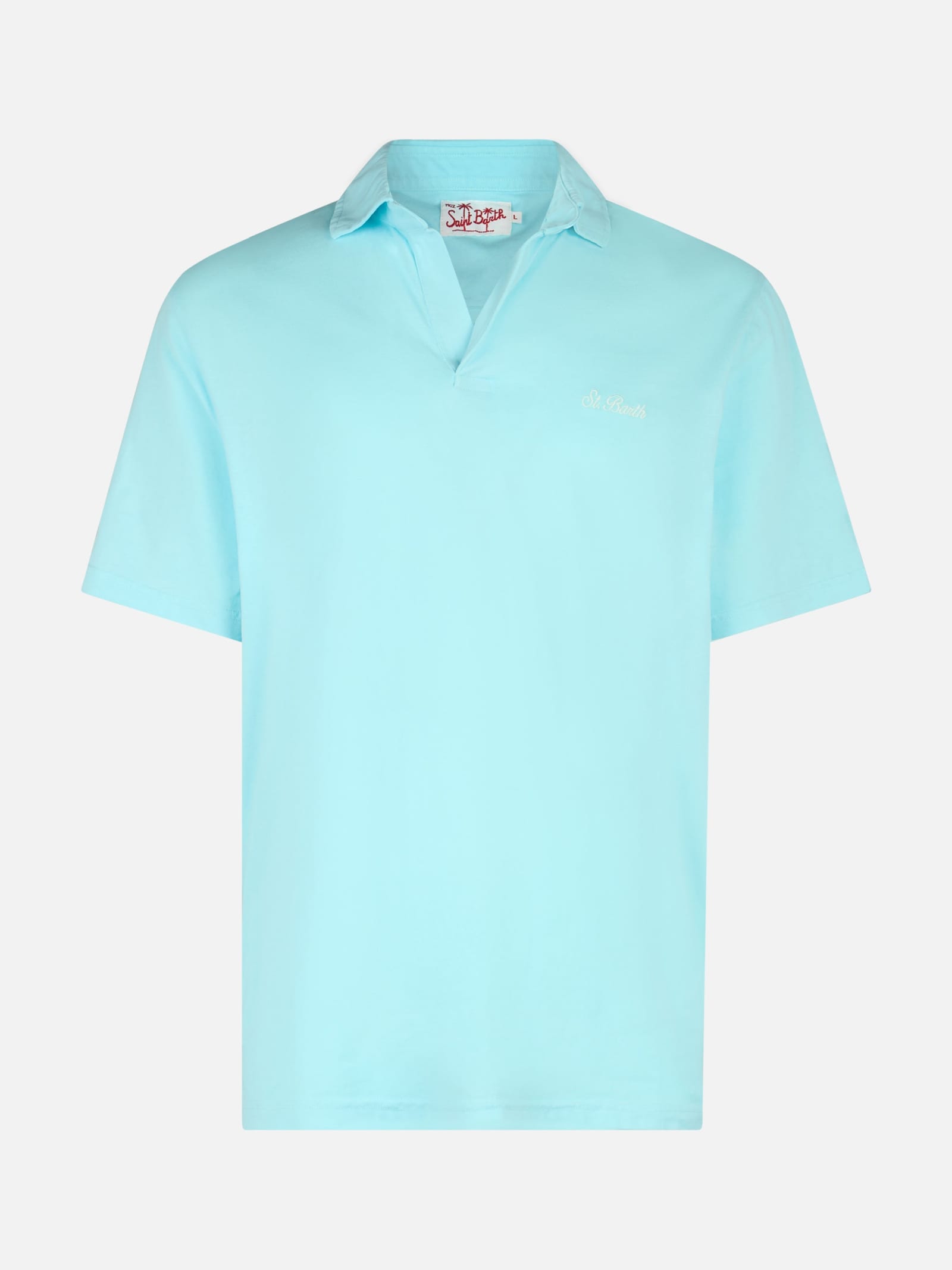 MC2 SAINT BARTH MAN WATER GREEN COTTON JERSEY POLO SHIRT BRIGHTON