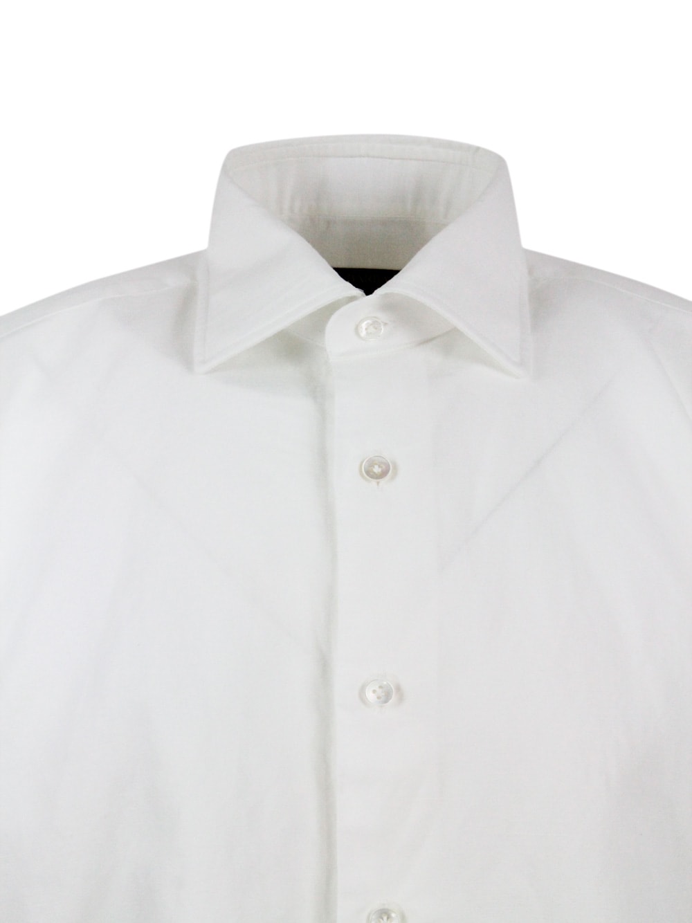 Shop Barba Napoli Cult Shirt In Fine Cotton And Linen With Italian Collar And Hand-sewn With Mother-of-pearl Buttons In White