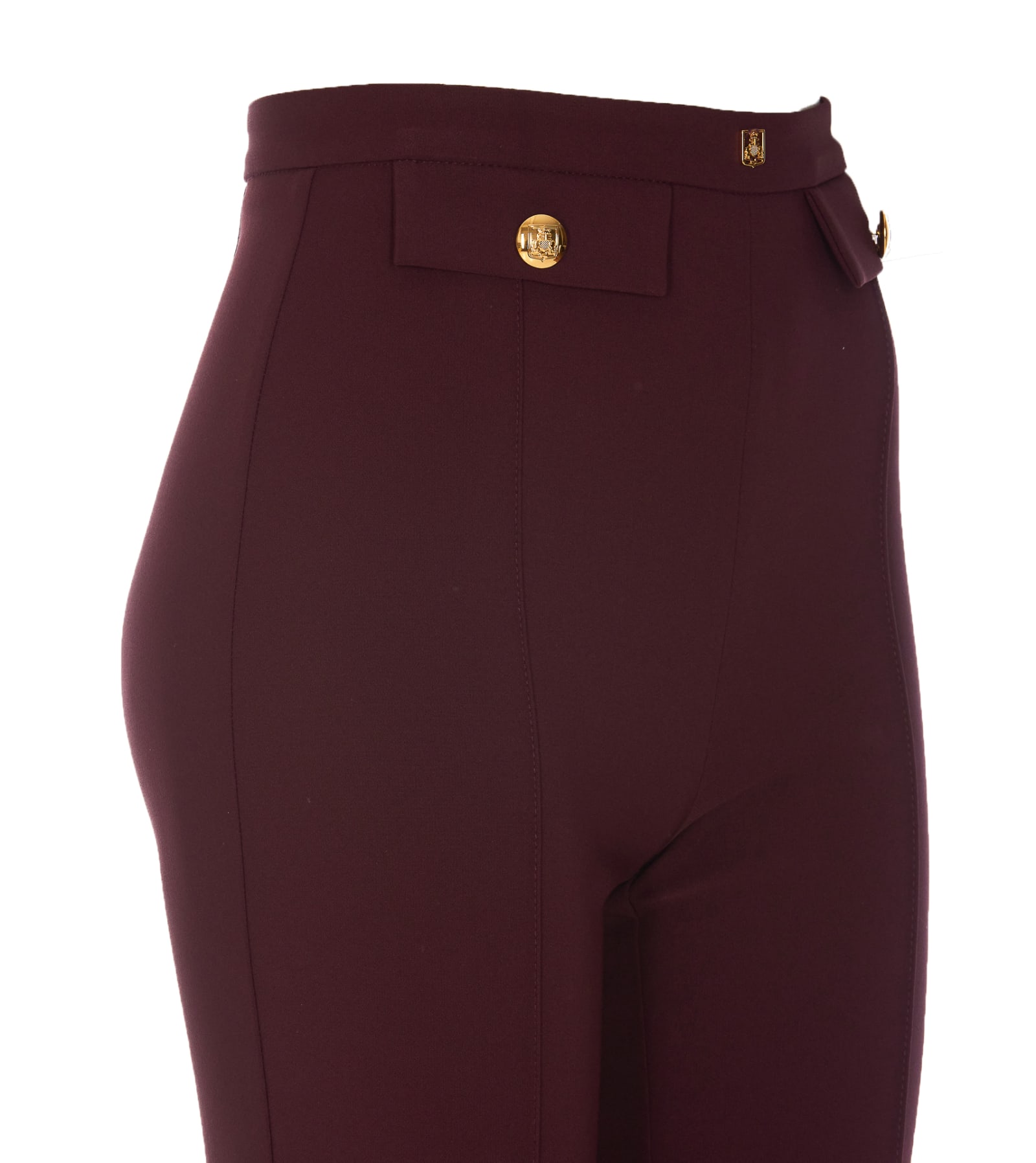 Elisabetta Franchi Palazzo Pants In Crepe Stretch In Burgundy