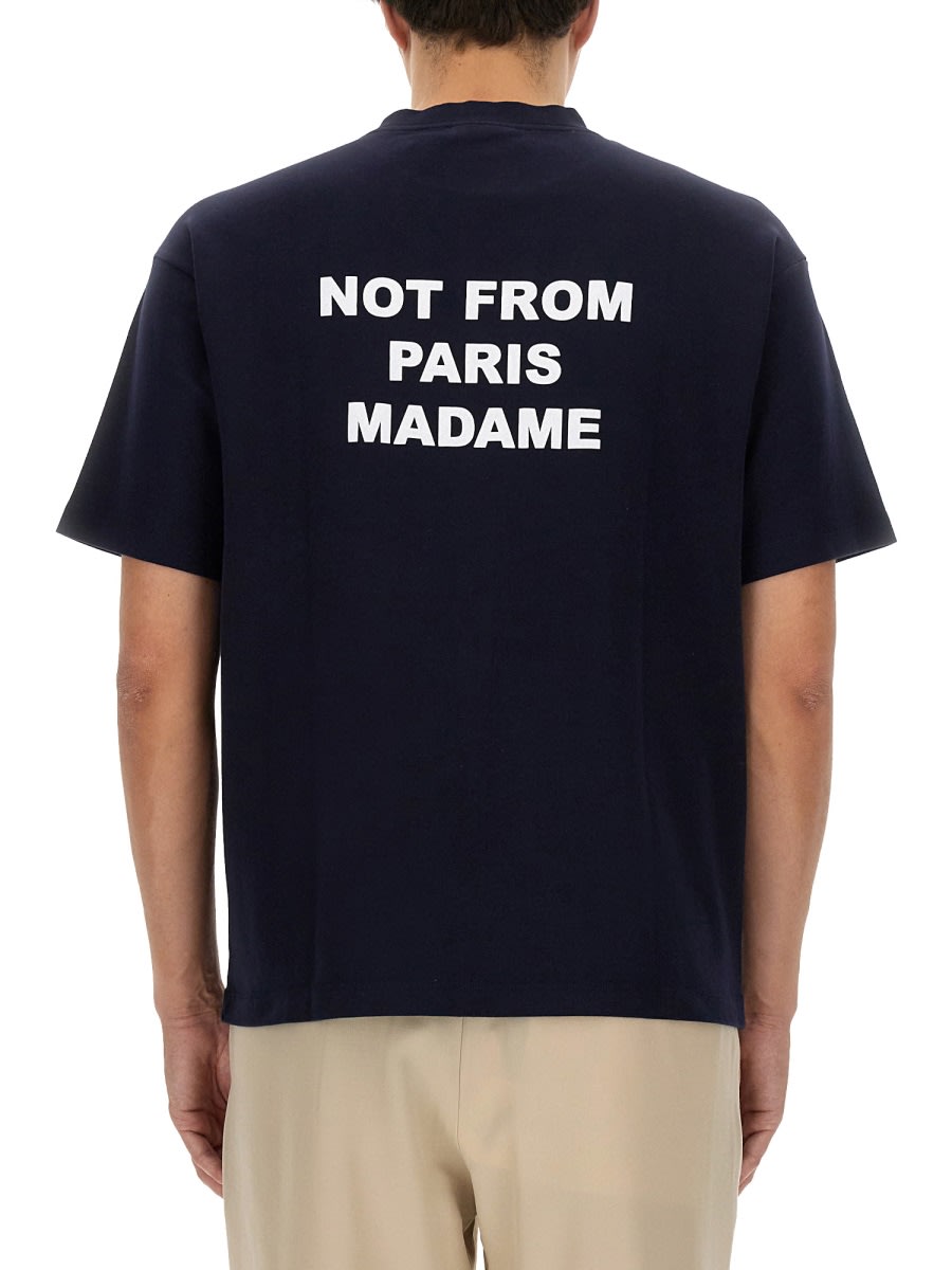 Drôle De Monsieur Black Crewneck T-shirt With Slogan Print On The Front And Back