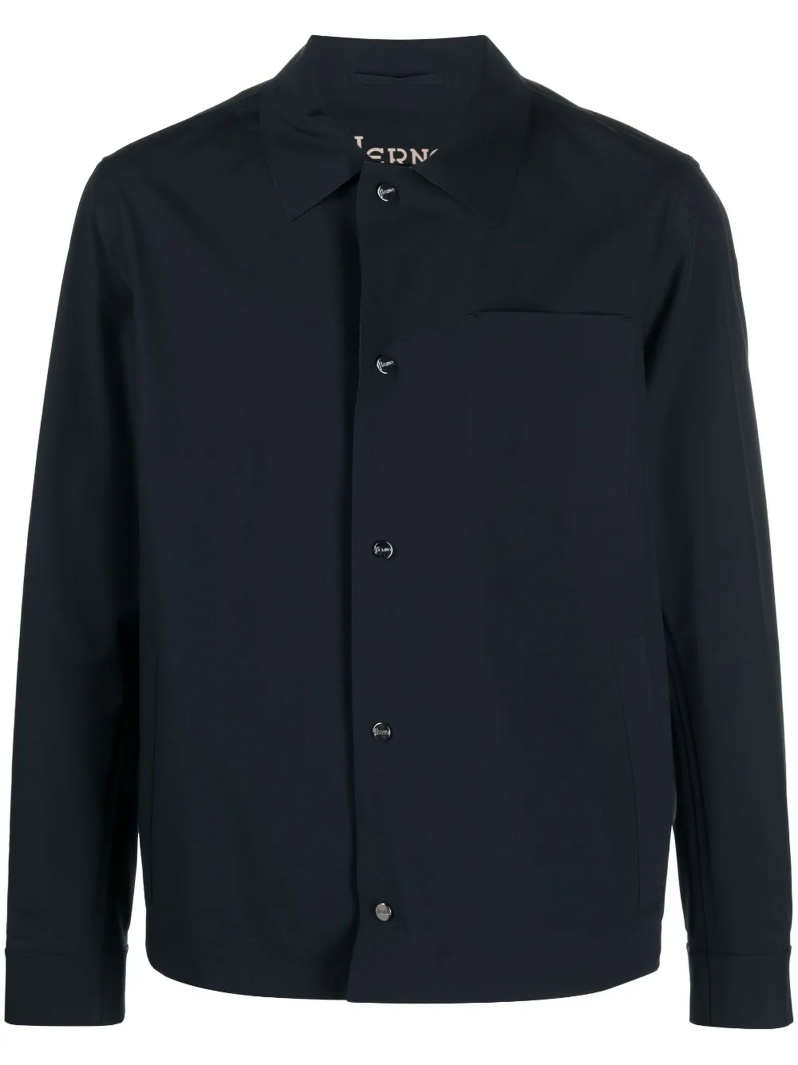 Shop Herno Prussian Blue Plain Shirt Jacket