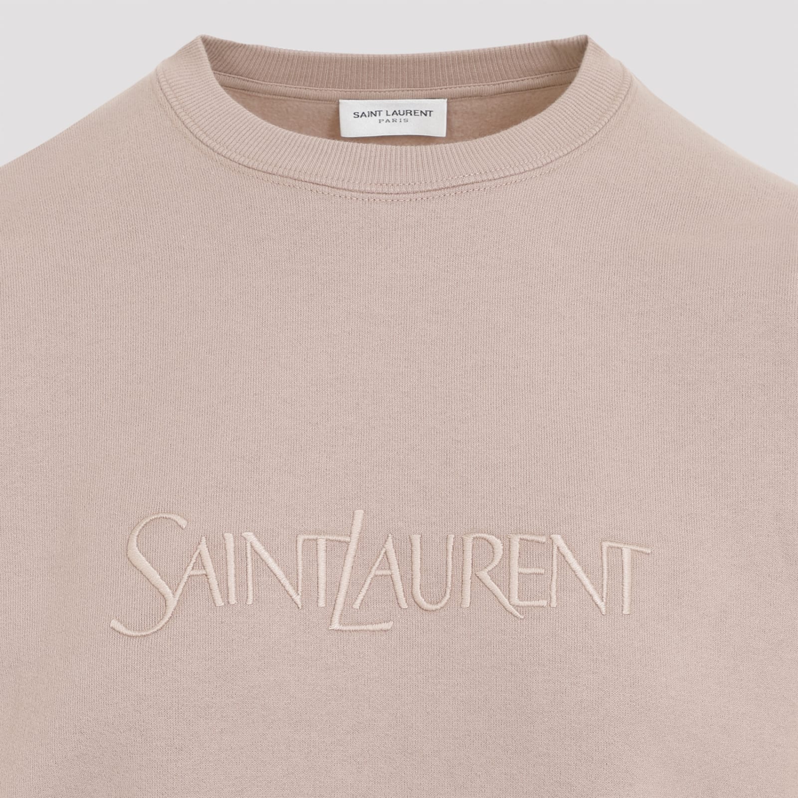 Saint Laurent Cotton Logo Sweatshirt In Nude Rose