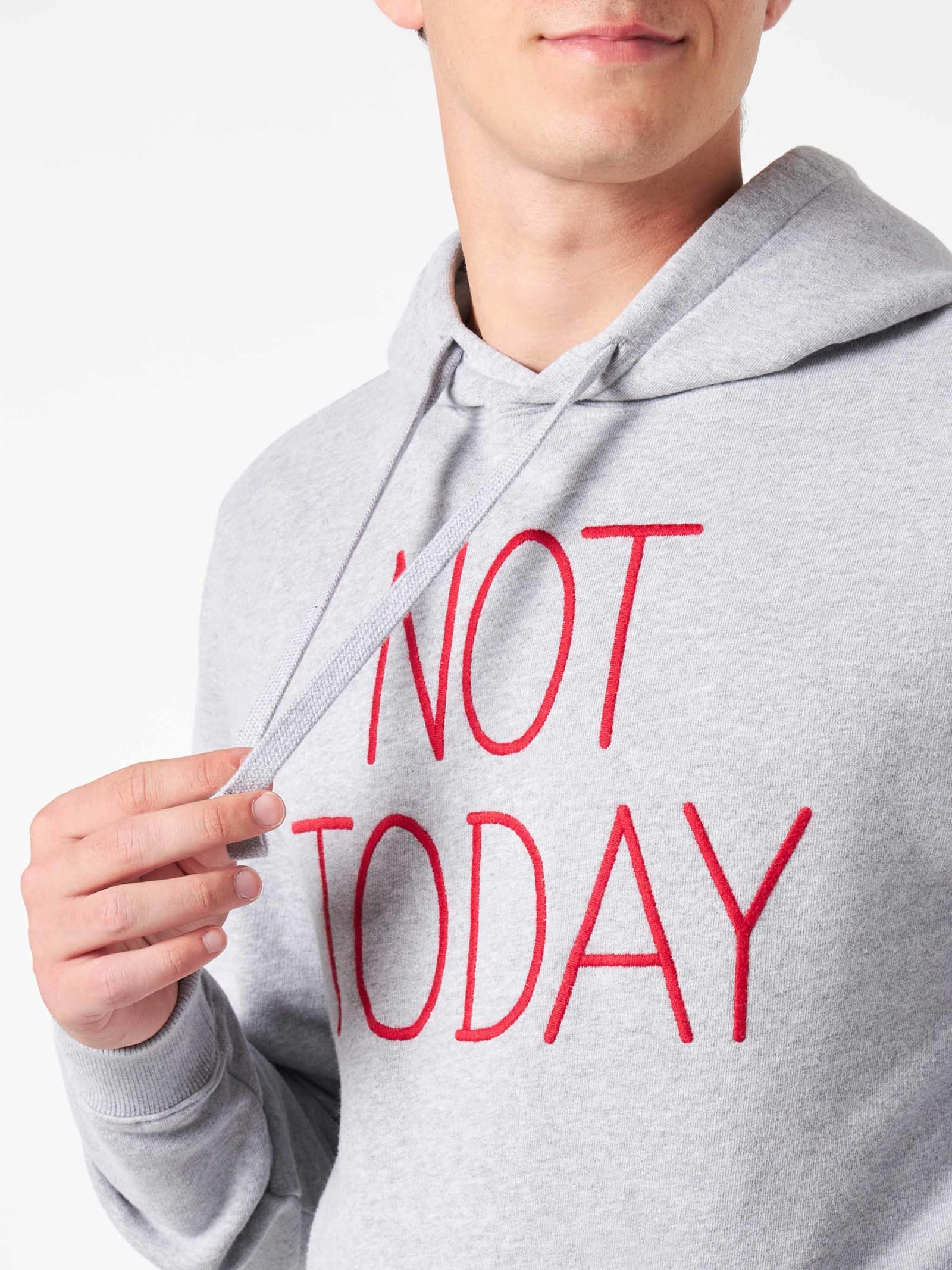 Shop Mc2 Saint Barth Man Grey Hoodie With Not Today Embroidery