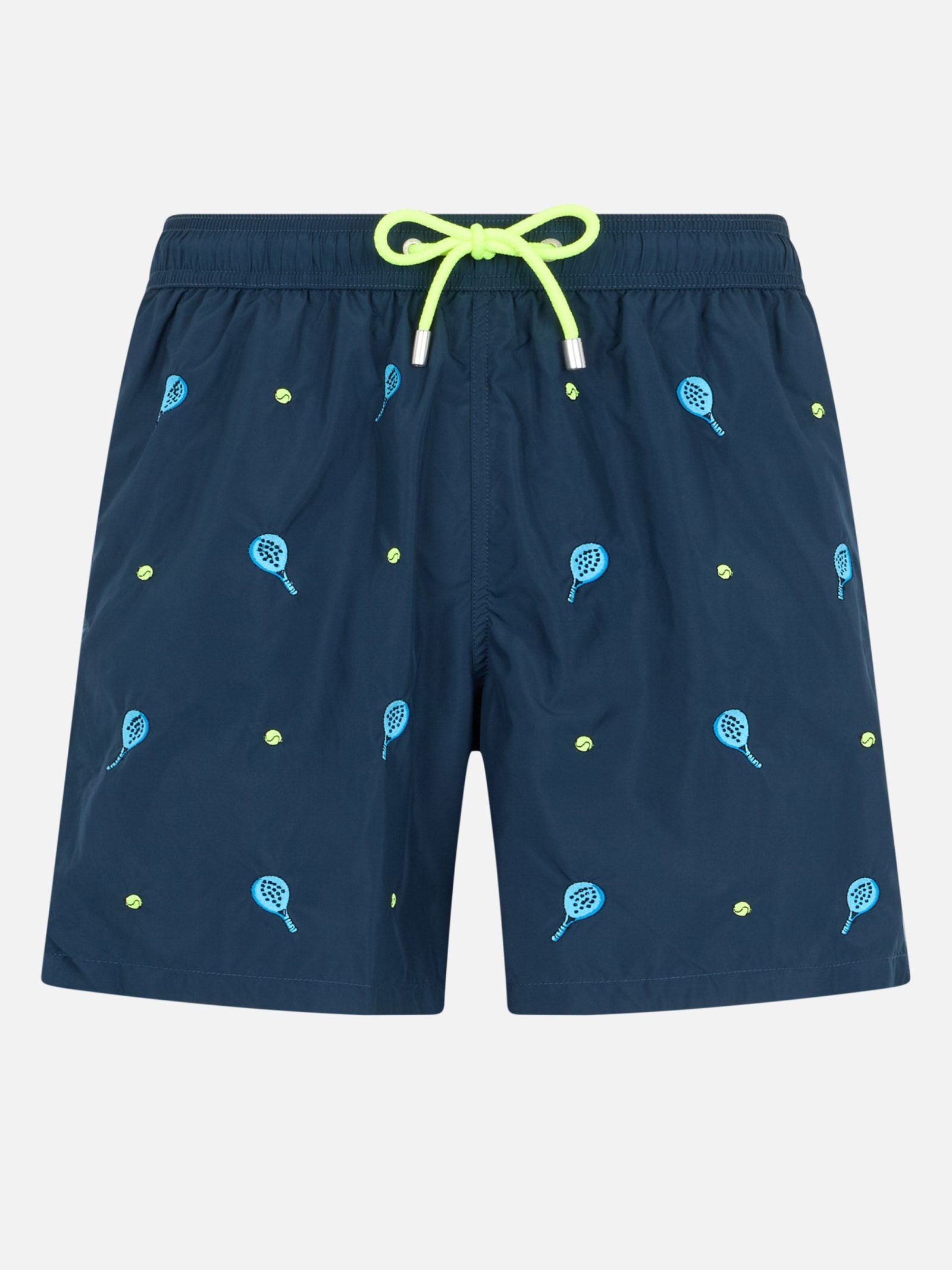 Mid-length Striped Gustavia Swim-shorts With Padel Embroidery