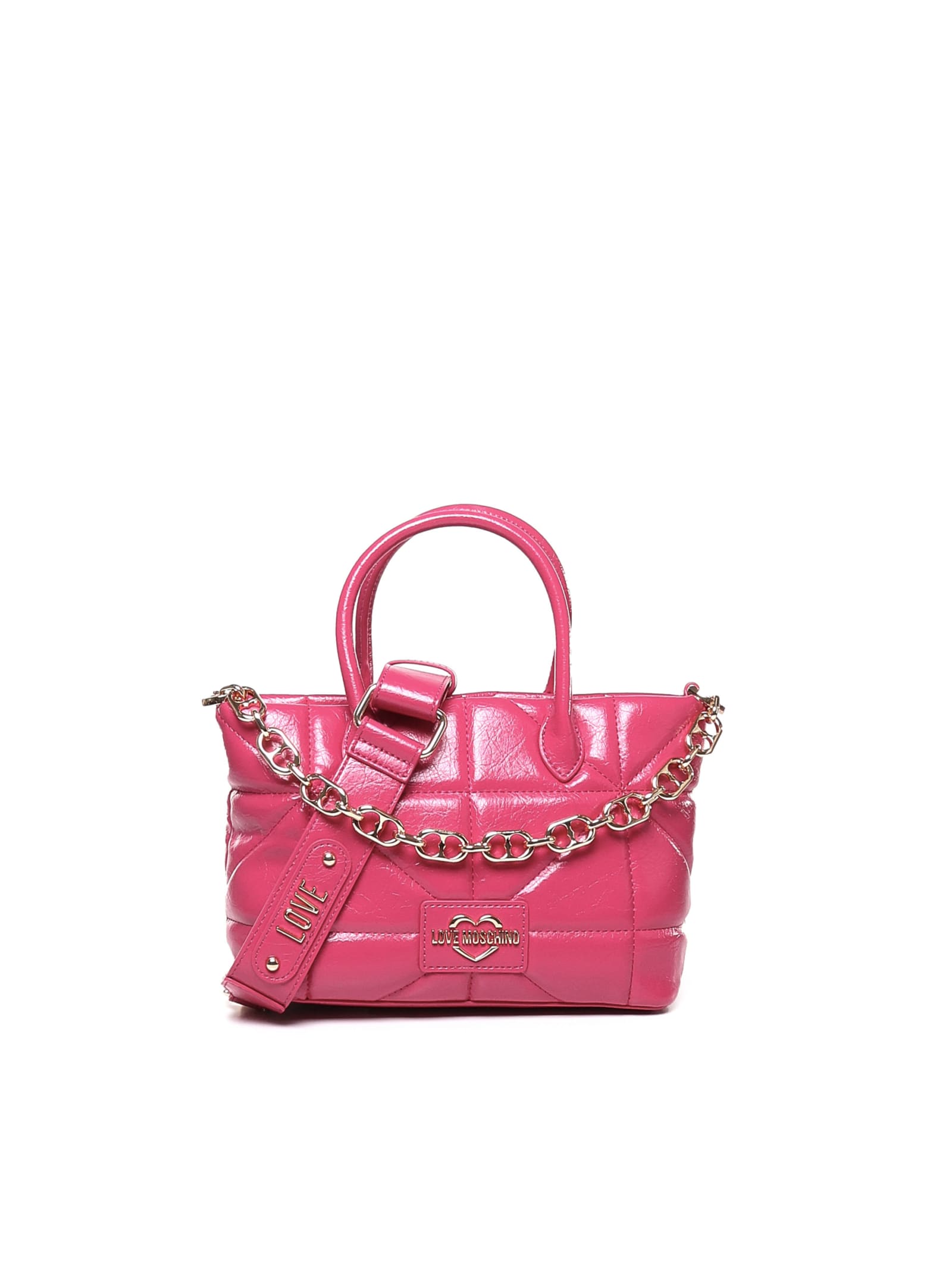 Handbag With Shiny Quilted Leather Effect