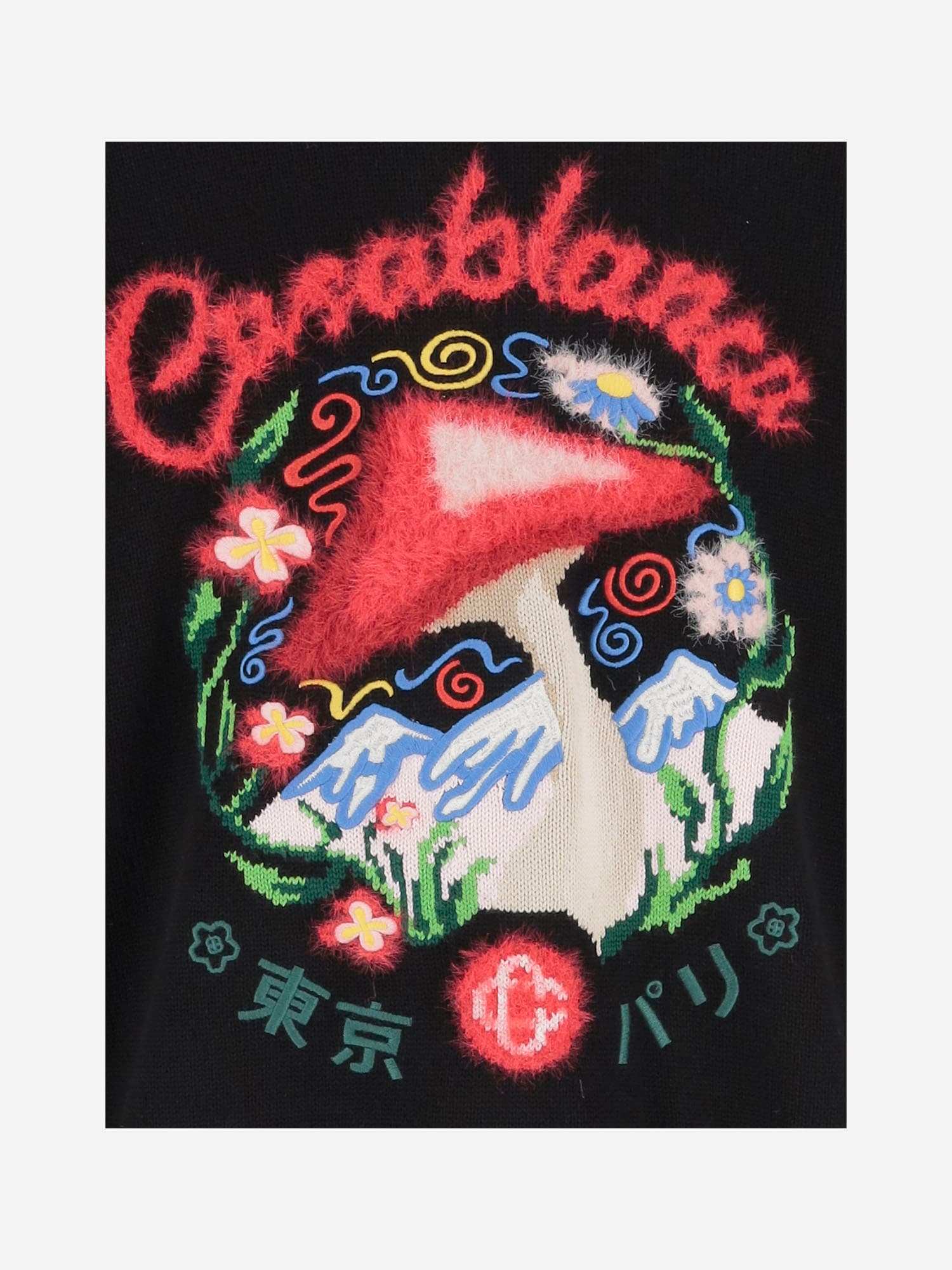 Casablanca Mushroom Embroidered Cotton Blend Sweater In Black