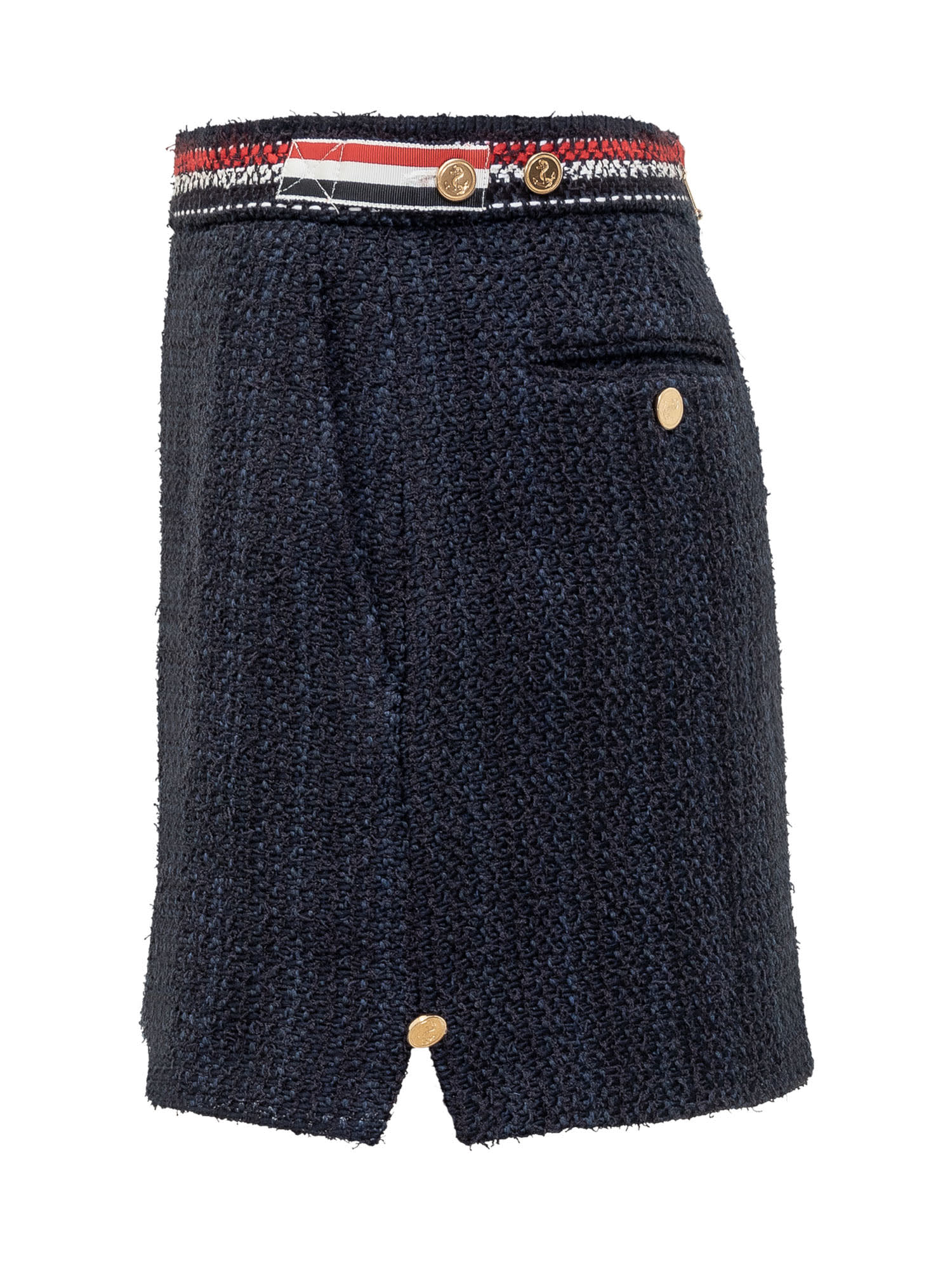 Shop Thom Browne Rwb Tweed Skirt In Navy