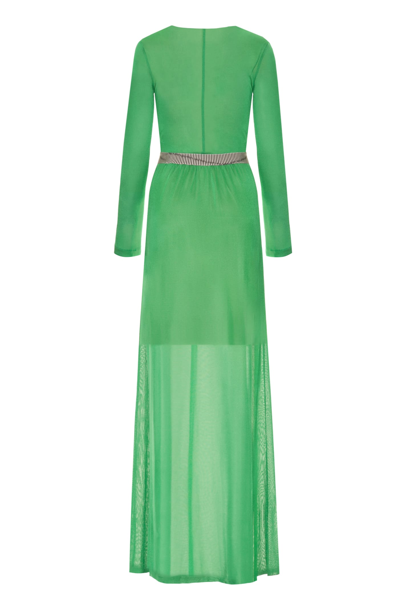 Shop Missoni Knitted Long Dress In Green