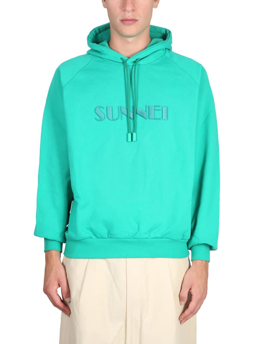 Shop Sunnei Sweatshirt With Logo In Green