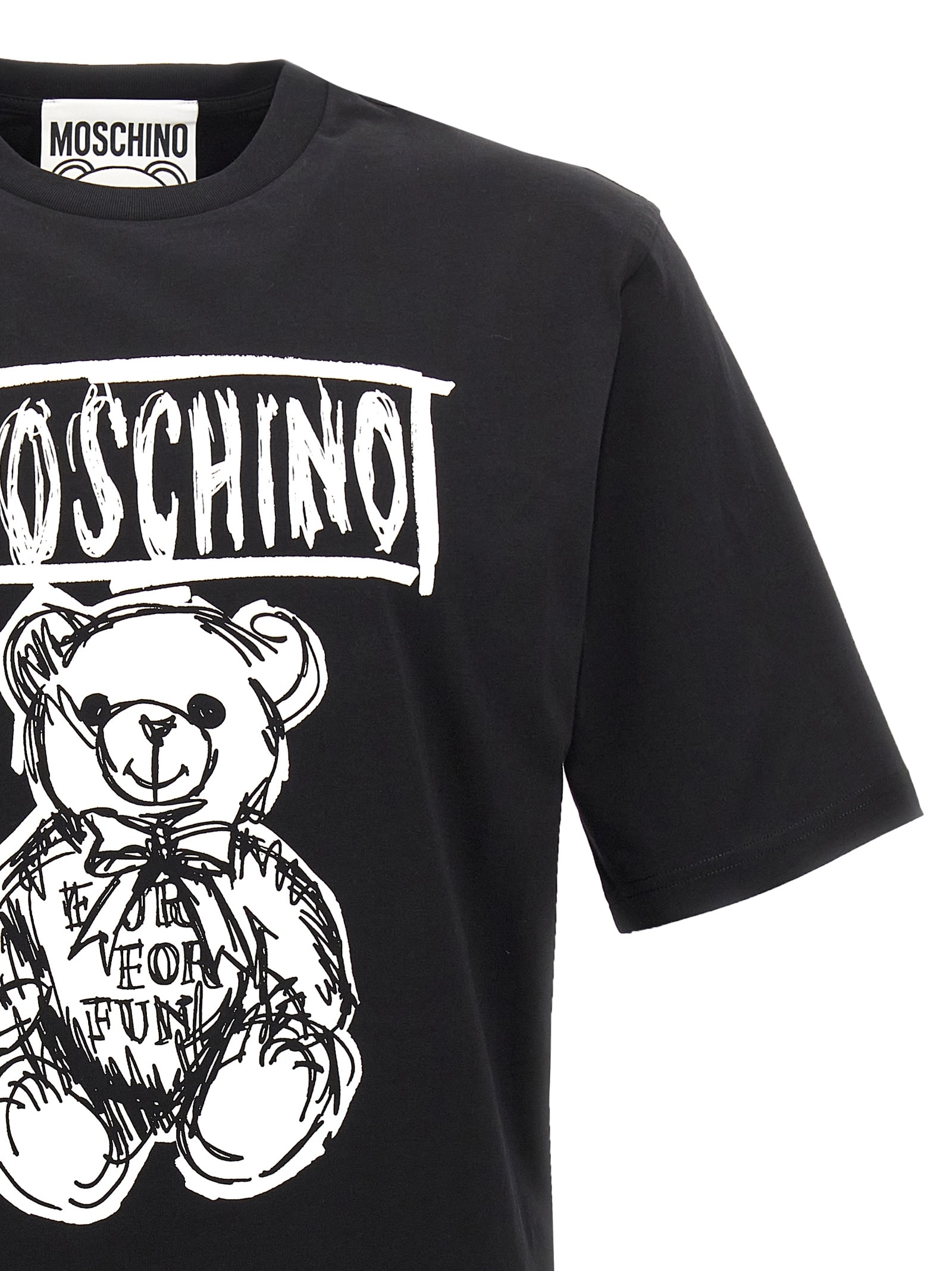 Shop Moschino Logo Print T-shirt In White/black