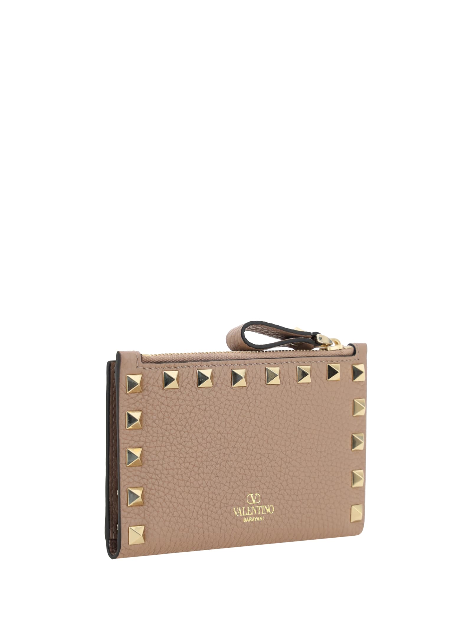 Shop Valentino Garavani Rockstud Wallet In Poudre