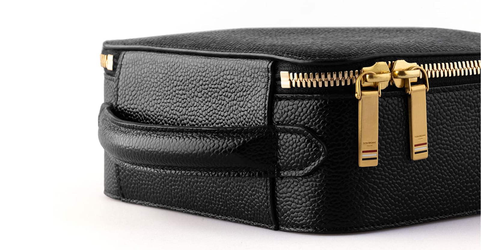 THOM BROWNE EYEWEAR LEATHER TRAVEL CASE - BLACK LUGGAGE