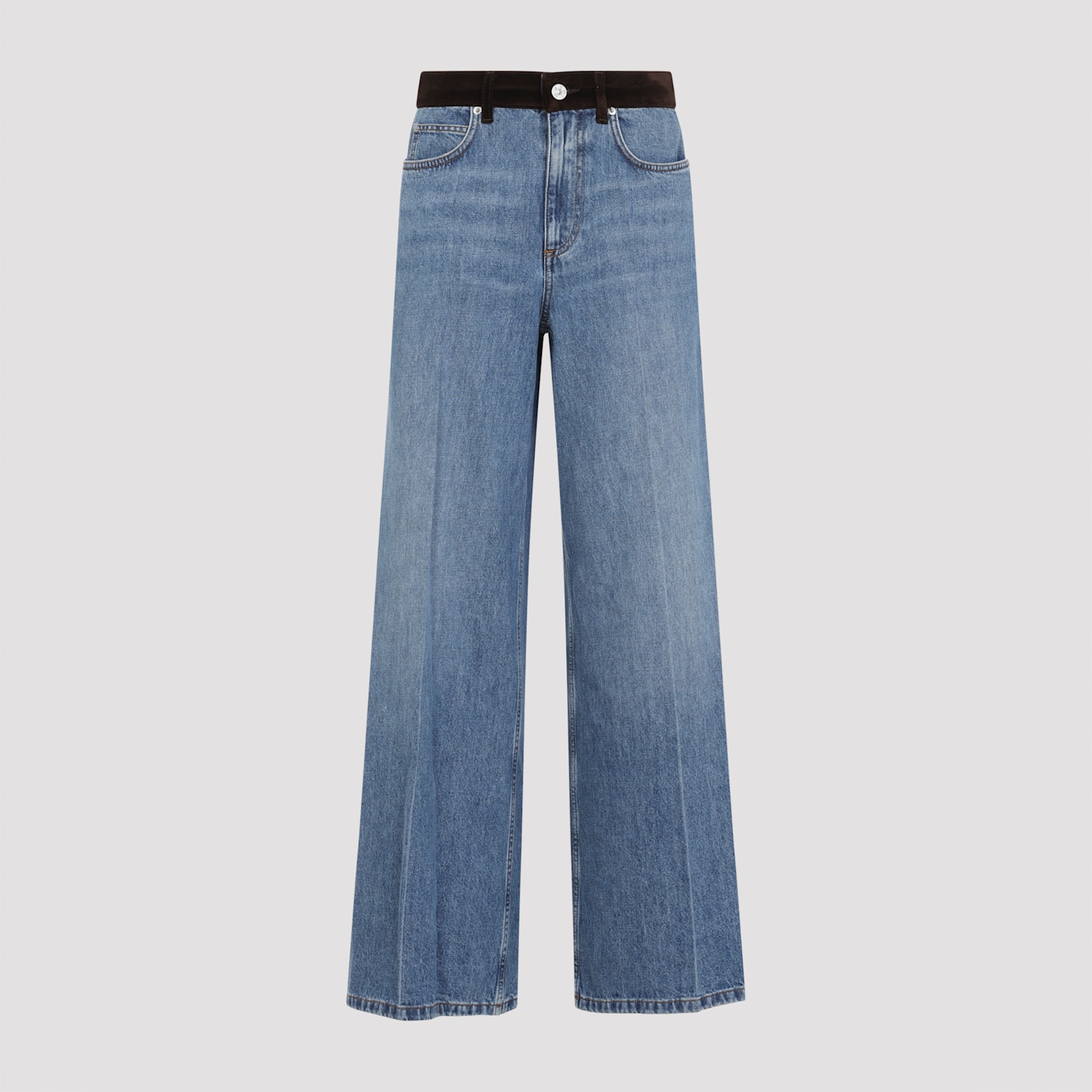 Marni 5-pocket Denim Trousers Contrast Waistband In Blue