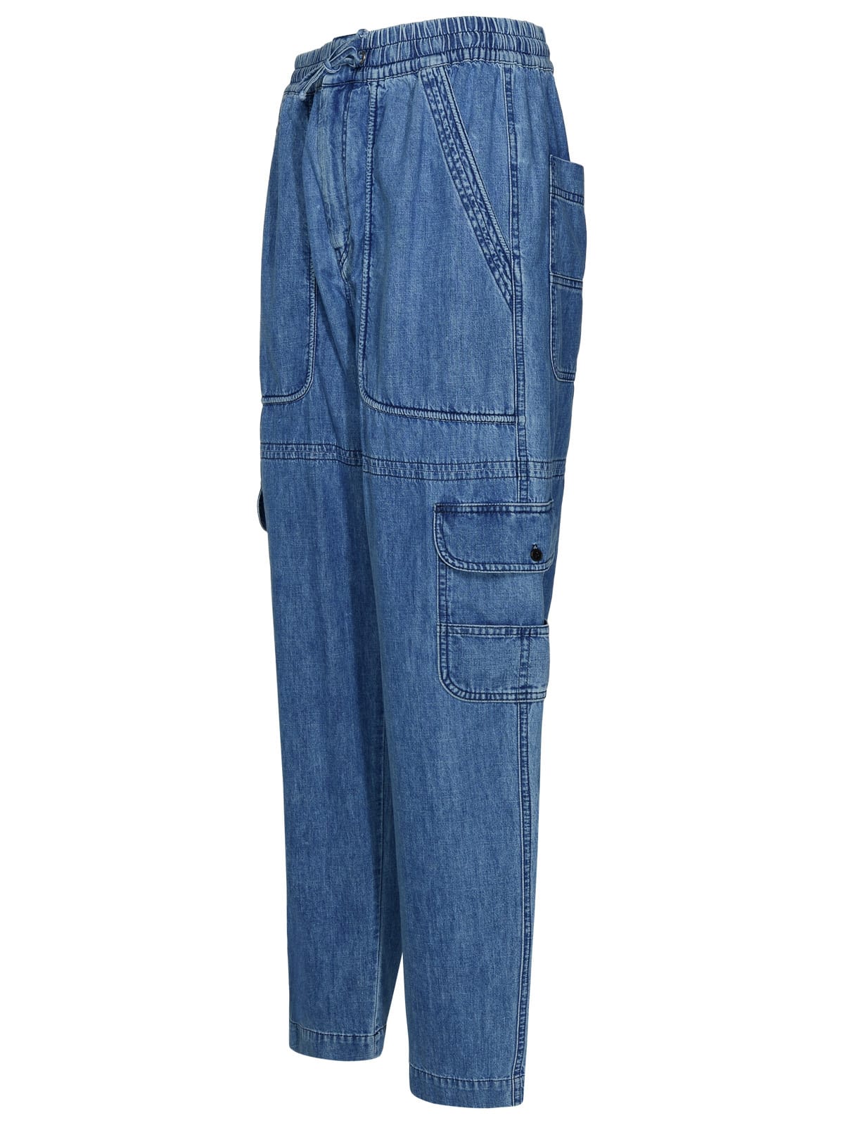 Shop Isabel Marant Vanni Light Blue Cotton Pants