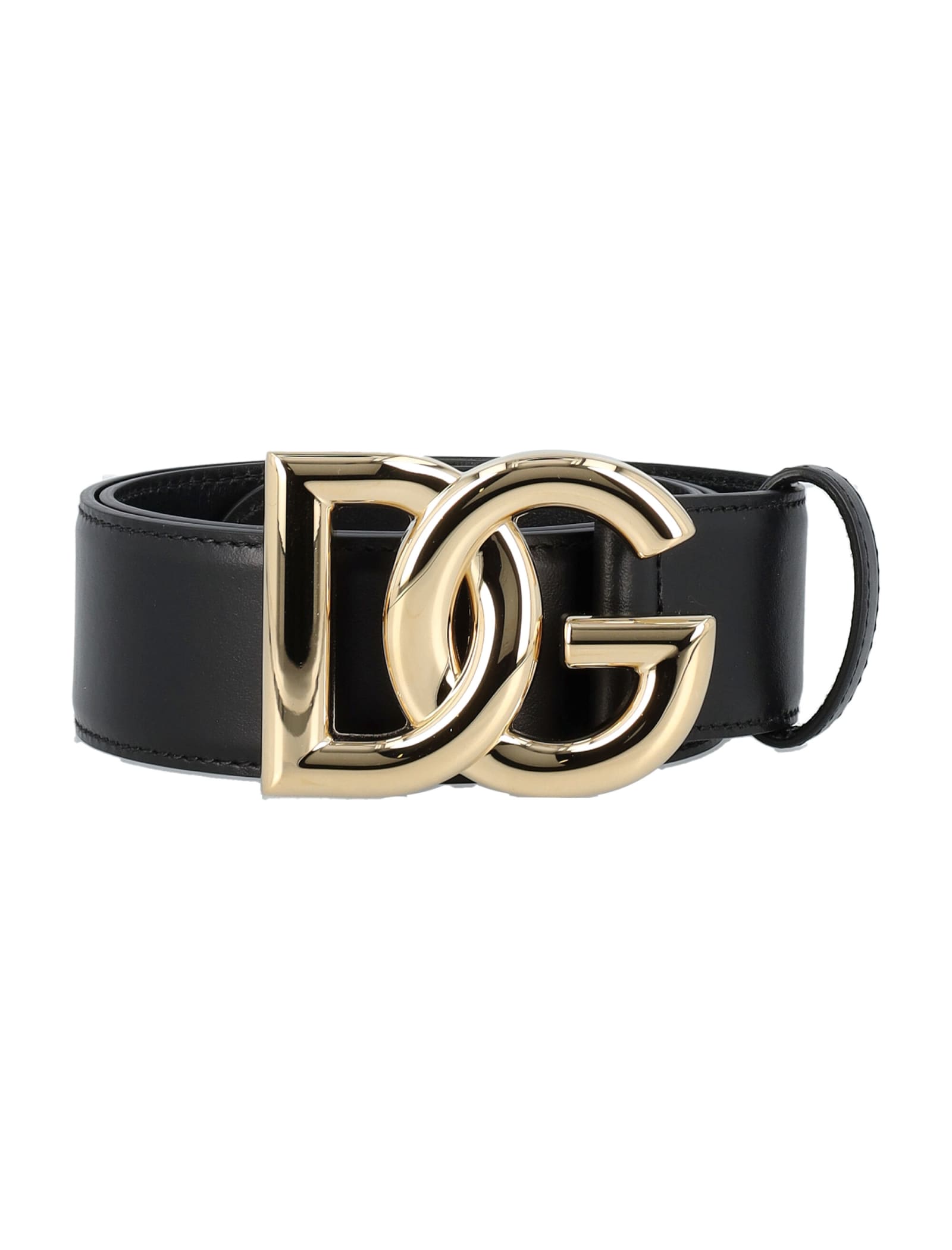 Shop Dolce & Gabbana Calfskin Belt With Dg Logo In Black