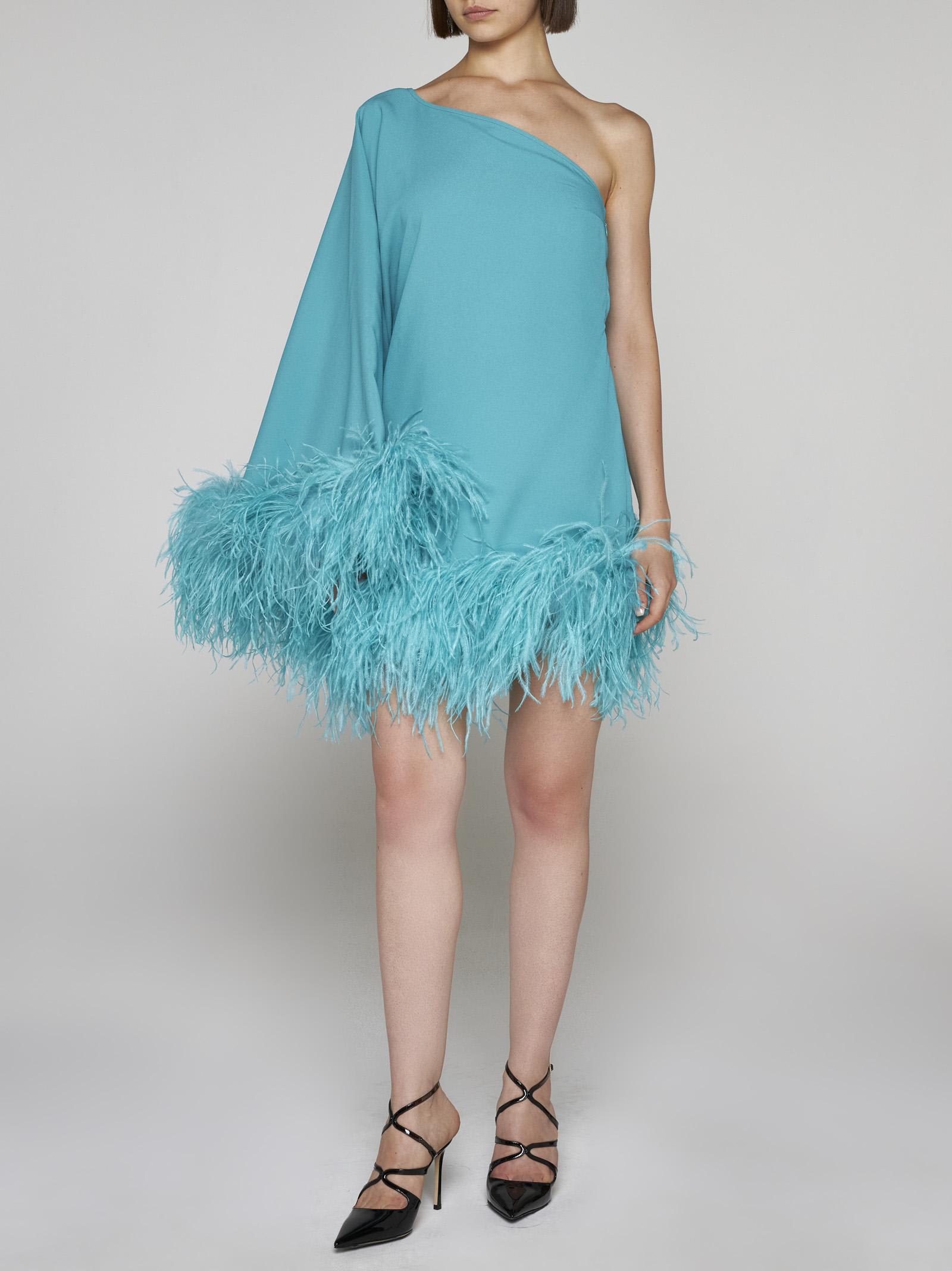 Shop Taller Marmo Ubud Feathered Viscose-blend Dress In Clear Blue