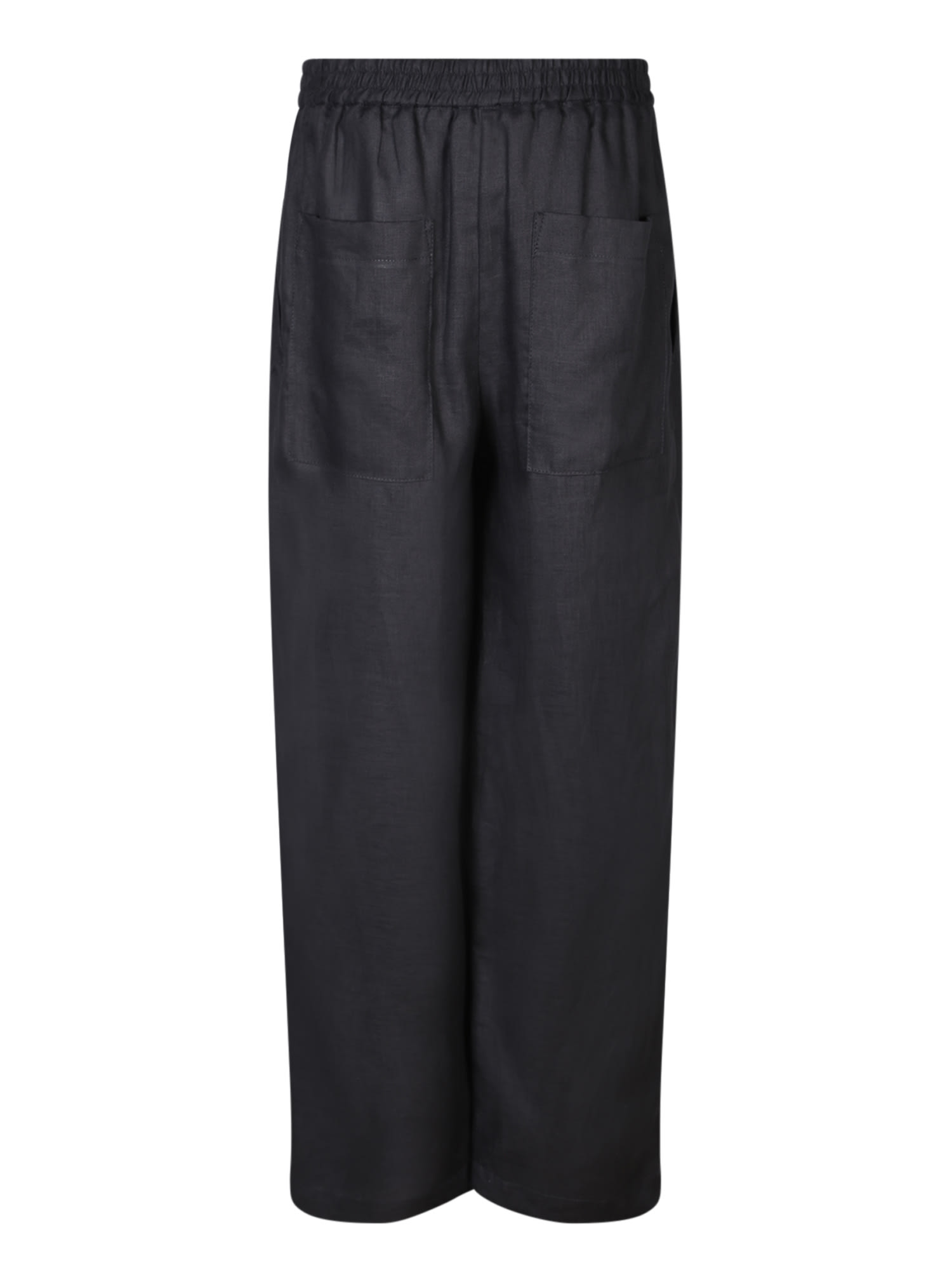 Shop Lardini Black Linen Trousers