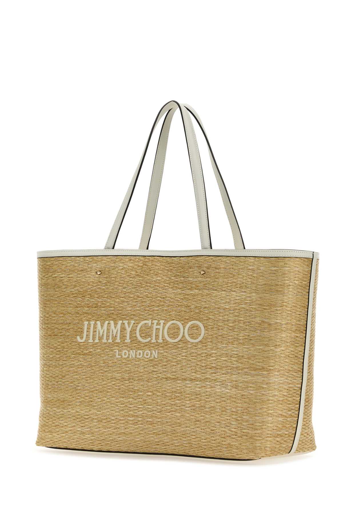 Shop Jimmy Choo Raffia Marli/s Shopping Bag In Naturallightgold