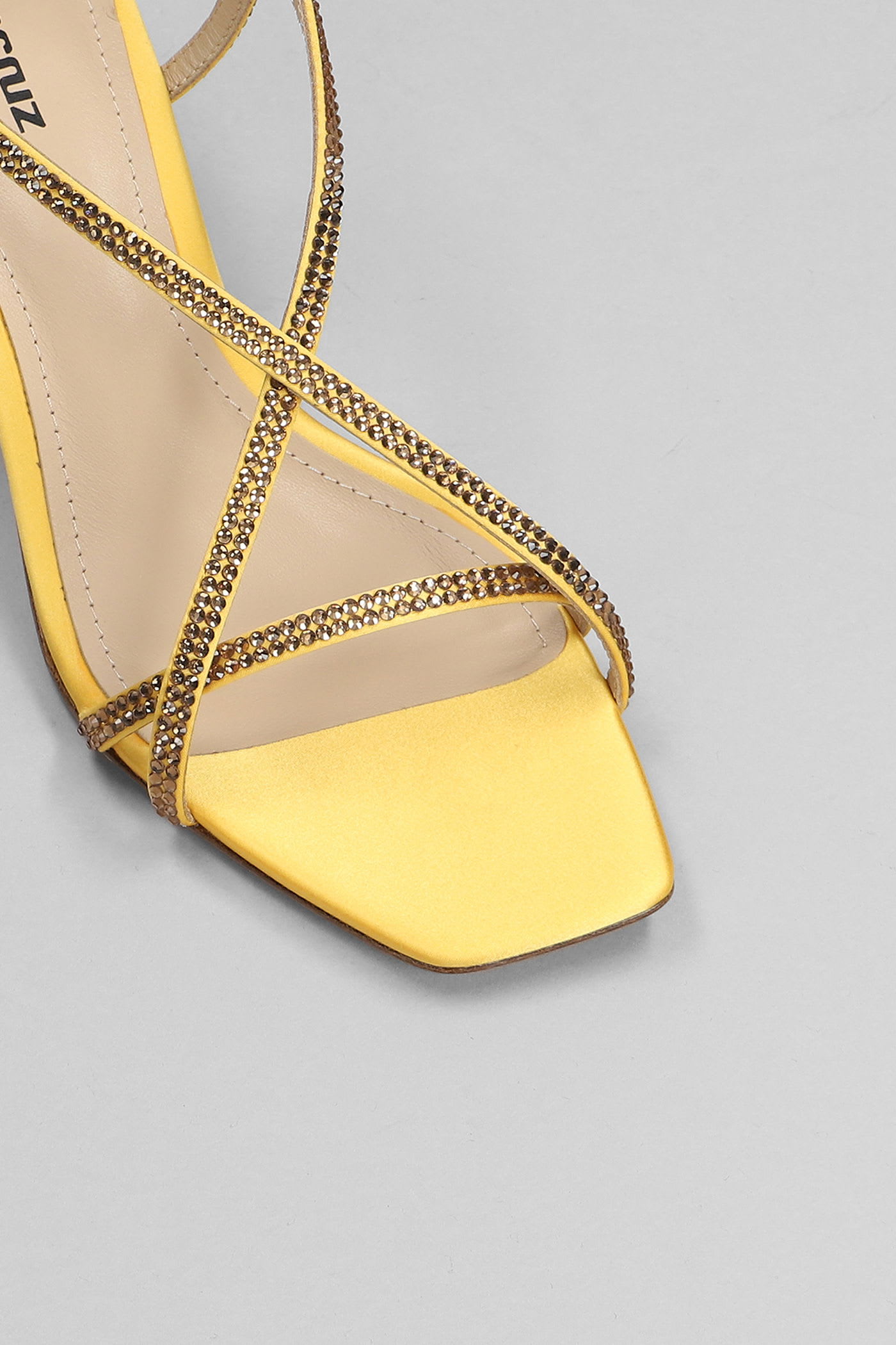 Lola Cruz Liberty Heel 55 Sandals In Yellow Leather In Yellow