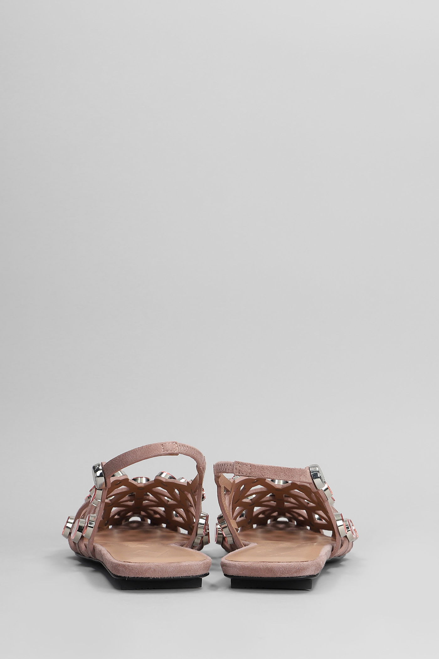 Attico Grid Flats In Rose-pink Suede In Multi