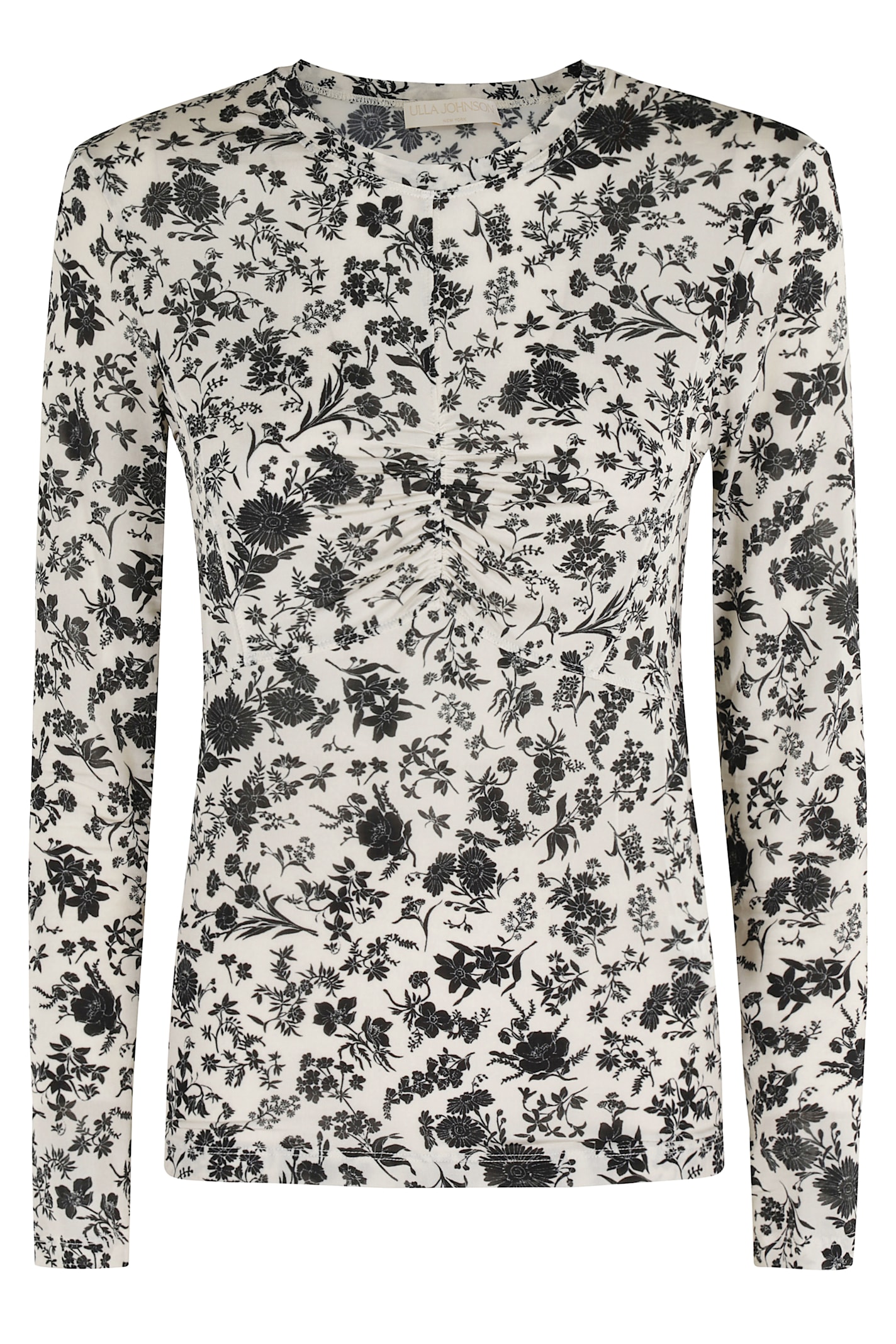 Ulla Johnson Floral-print Long-sleeve Top In Black