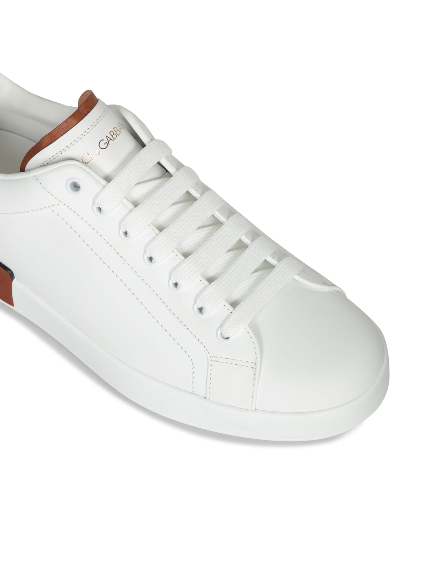 Shop Dolce & Gabbana White Leather Portofino Sneakers