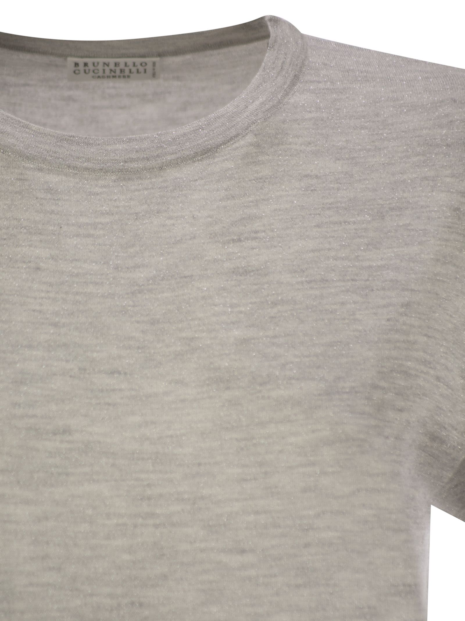 Brunello Cucinelli Sparkling Lightweight Cashmere And Silk Sweater In Ciottolo