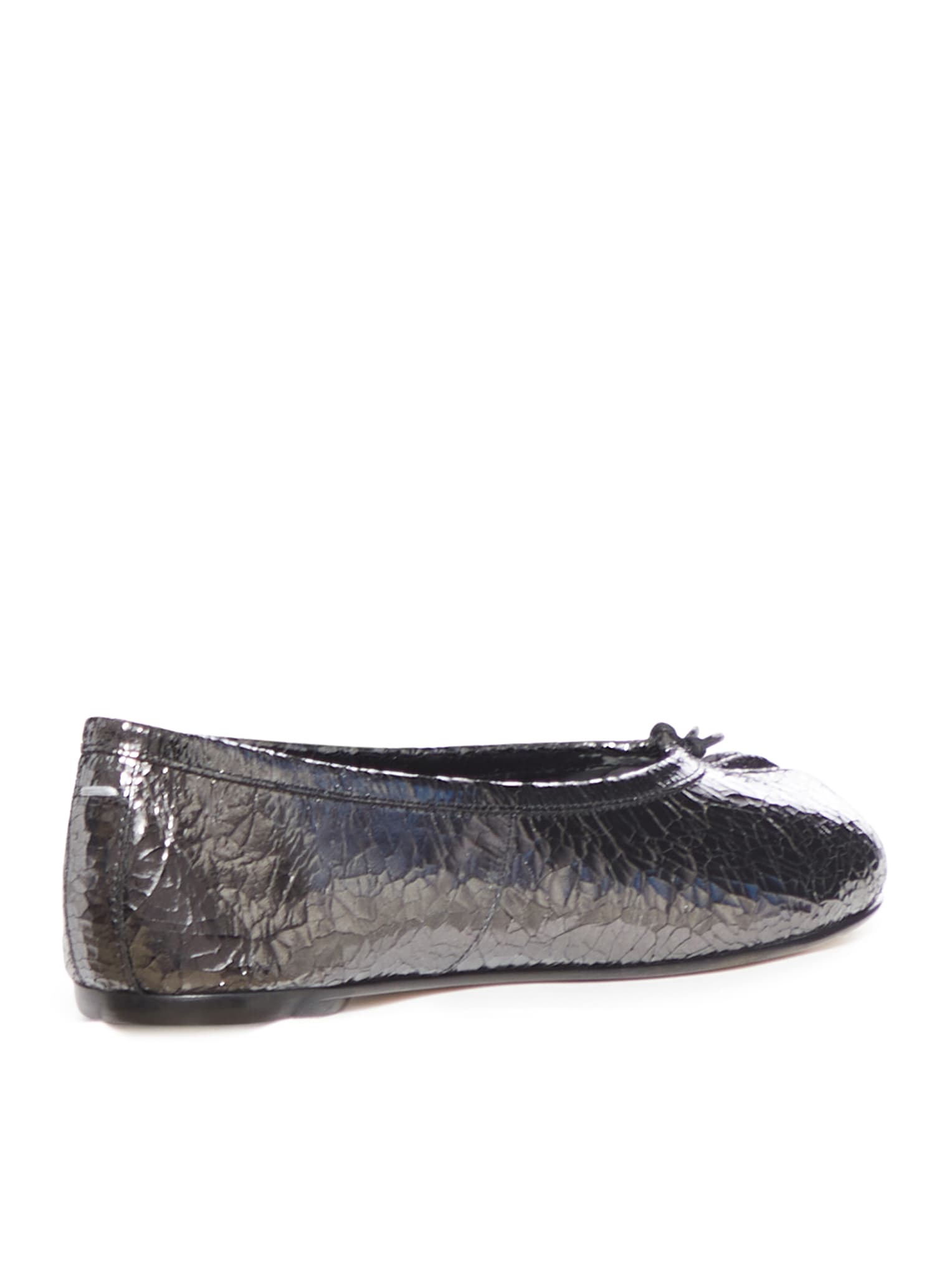 Shop Maison Margiela Ballet Black Shiny Leather Ballet Flats In Nine Iron