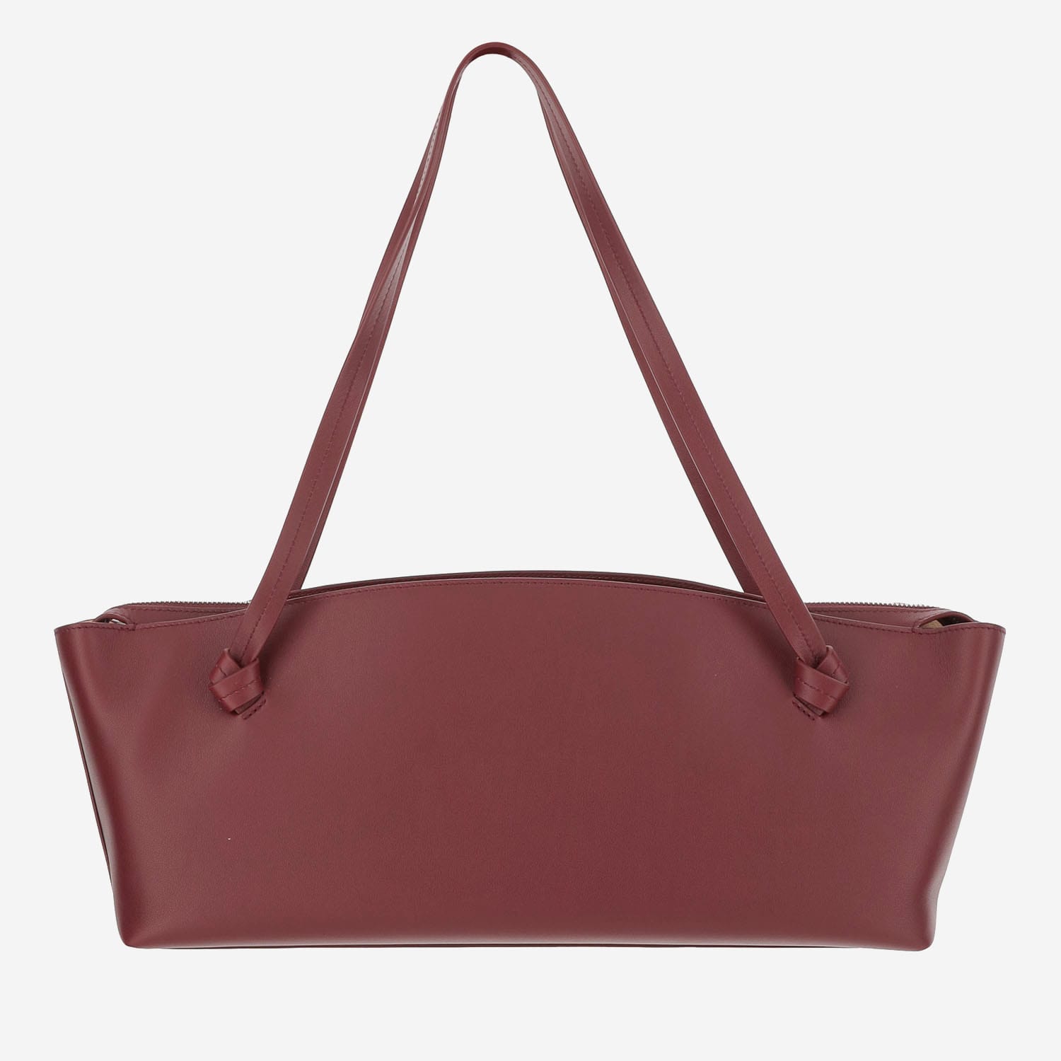 Jil Sander Bordeaux Leather Shoulder Bag In Burgundy