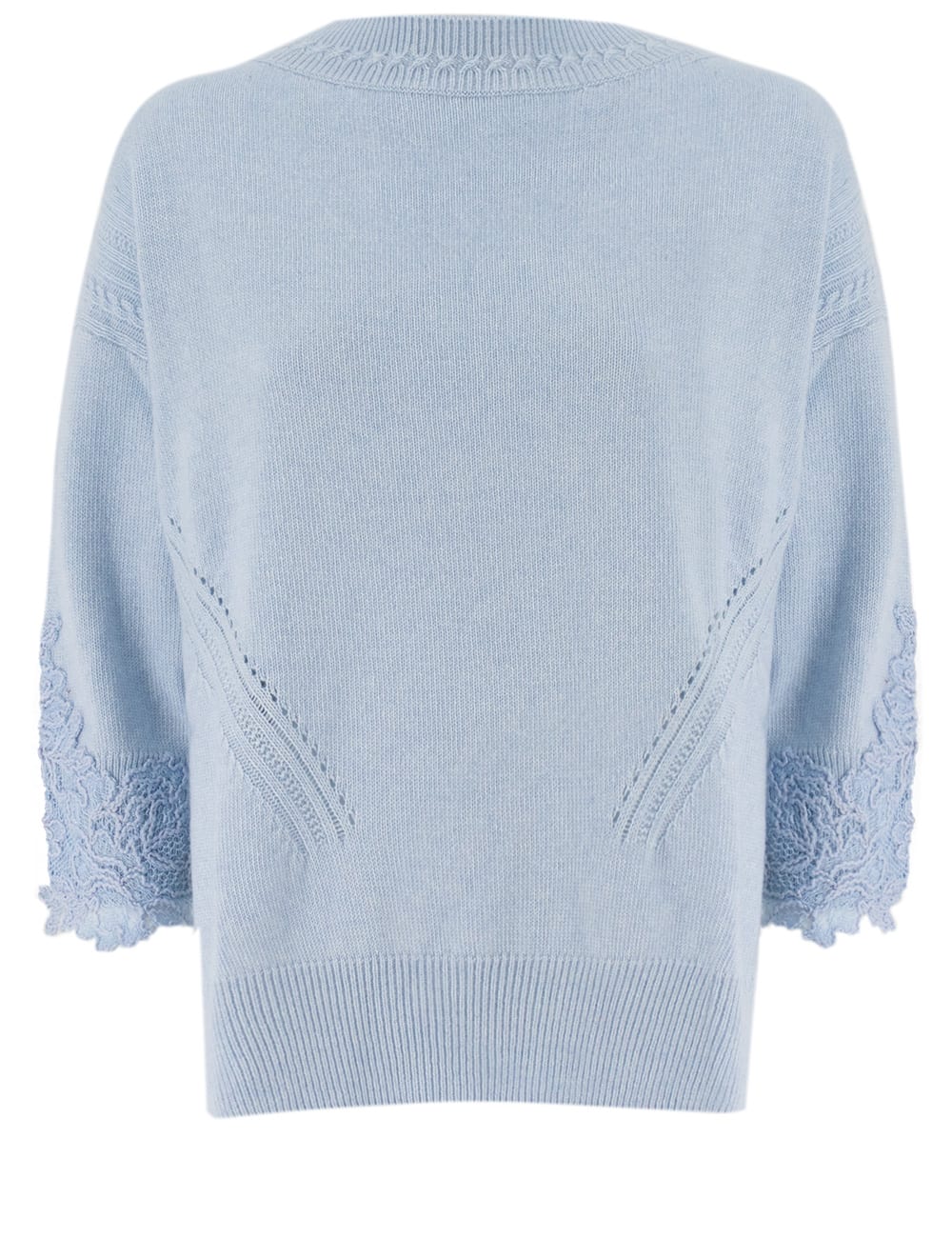 Shop Ermanno Scervino Sweater In Blue Fog/celeste