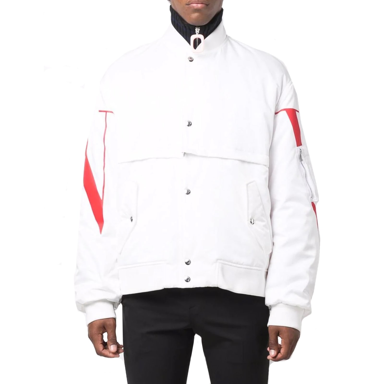 Shop Valentino Logo Bomber Jacket In White