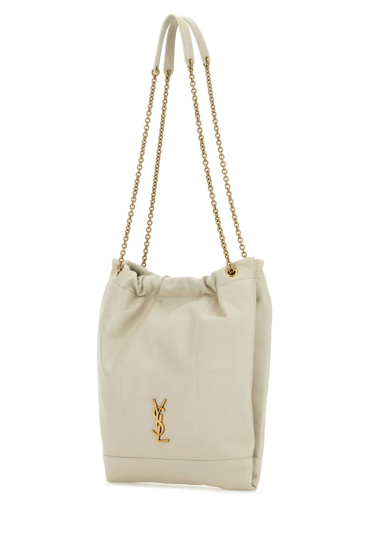 Saint Laurent Ivory Leather Pochon Shoulder Bag In Neutral