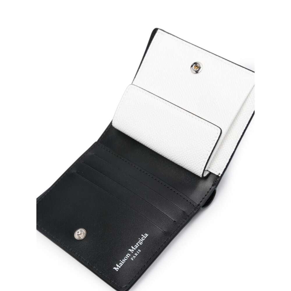 Shop Maison Margiela Logo Printed Bi-fold Wallet In Black/white
