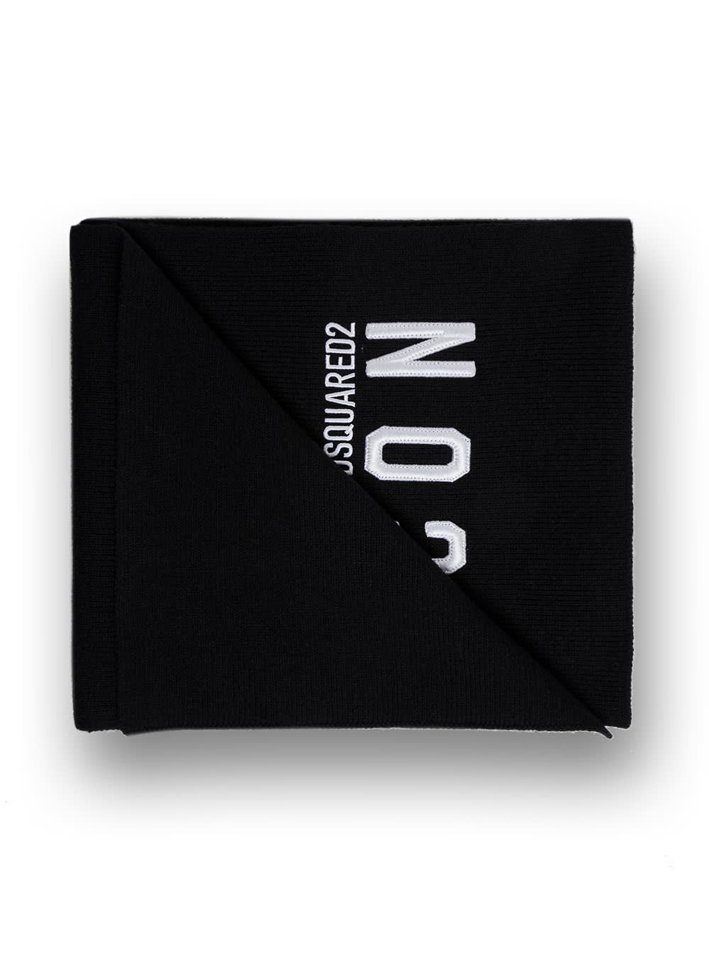 Dsquared2 Black Wool Hat With Logo