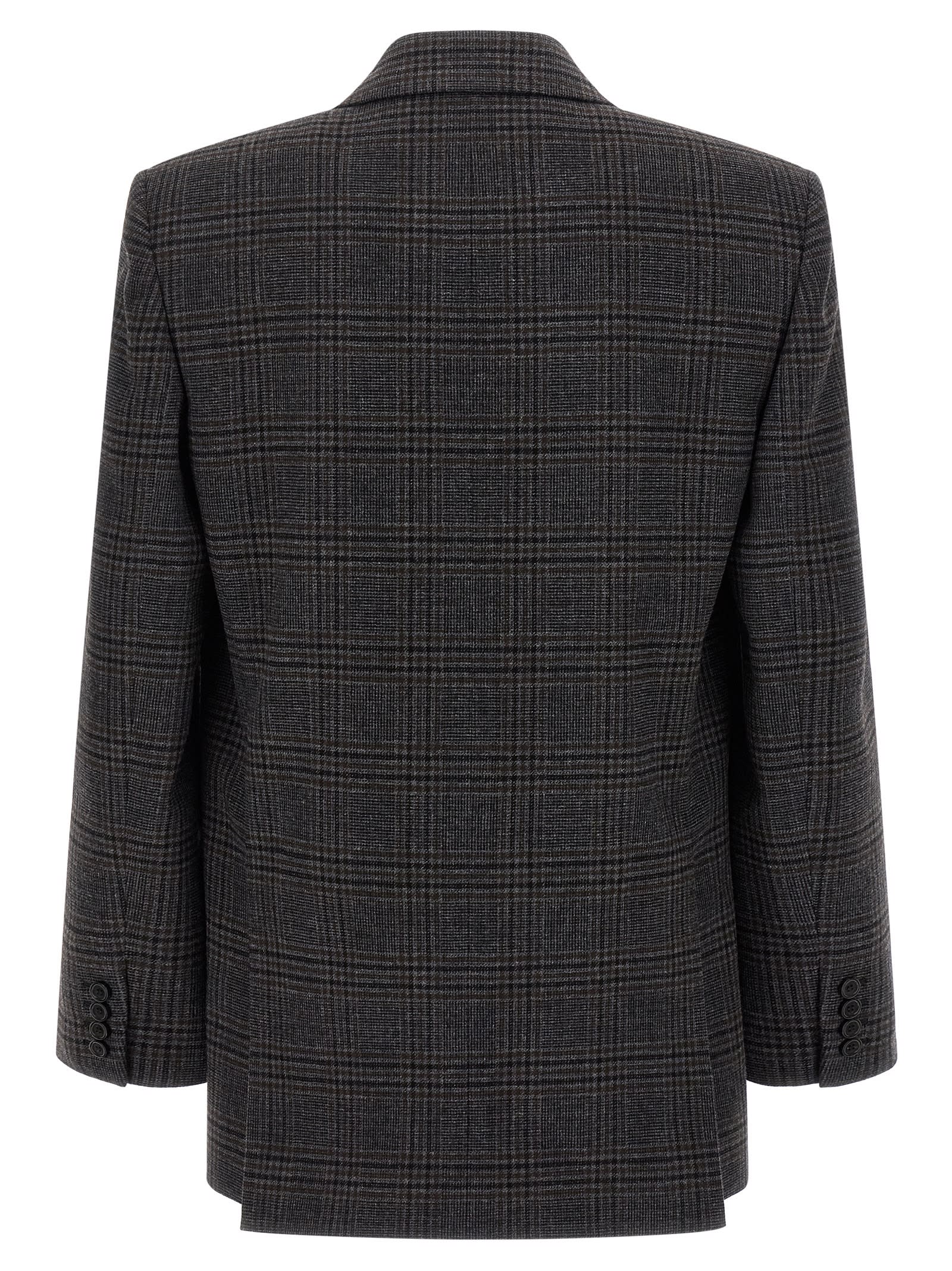 Saint Laurent Double-breasted Blazer Featuring Structured Shoulders In Gray
