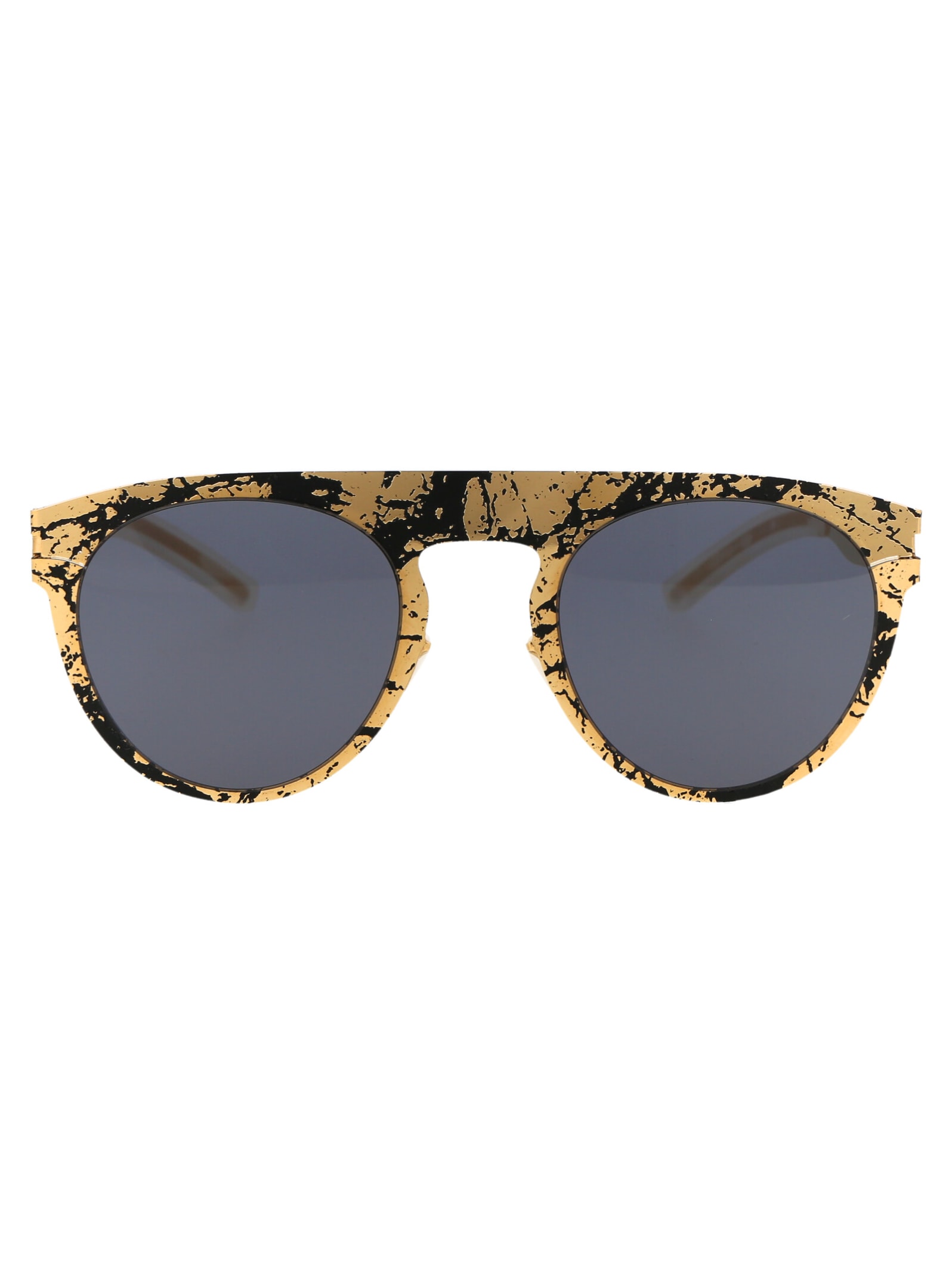 Shop Mykita Mmtransfer004 Sunglasses In 267 Gold Black Stone Darkgrey Solid
