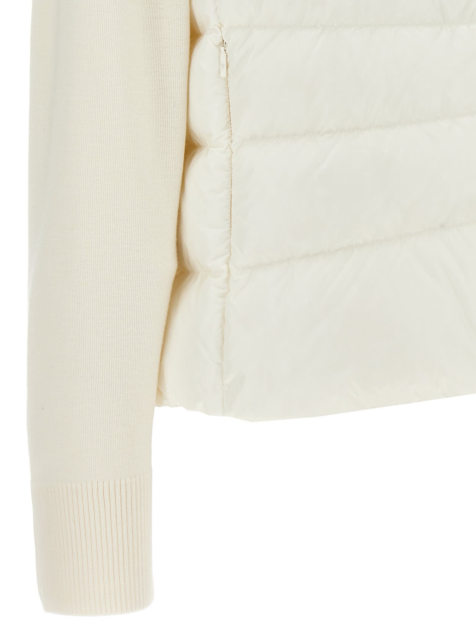 Moncler Wool Sleeve Insert Down Jacket In White