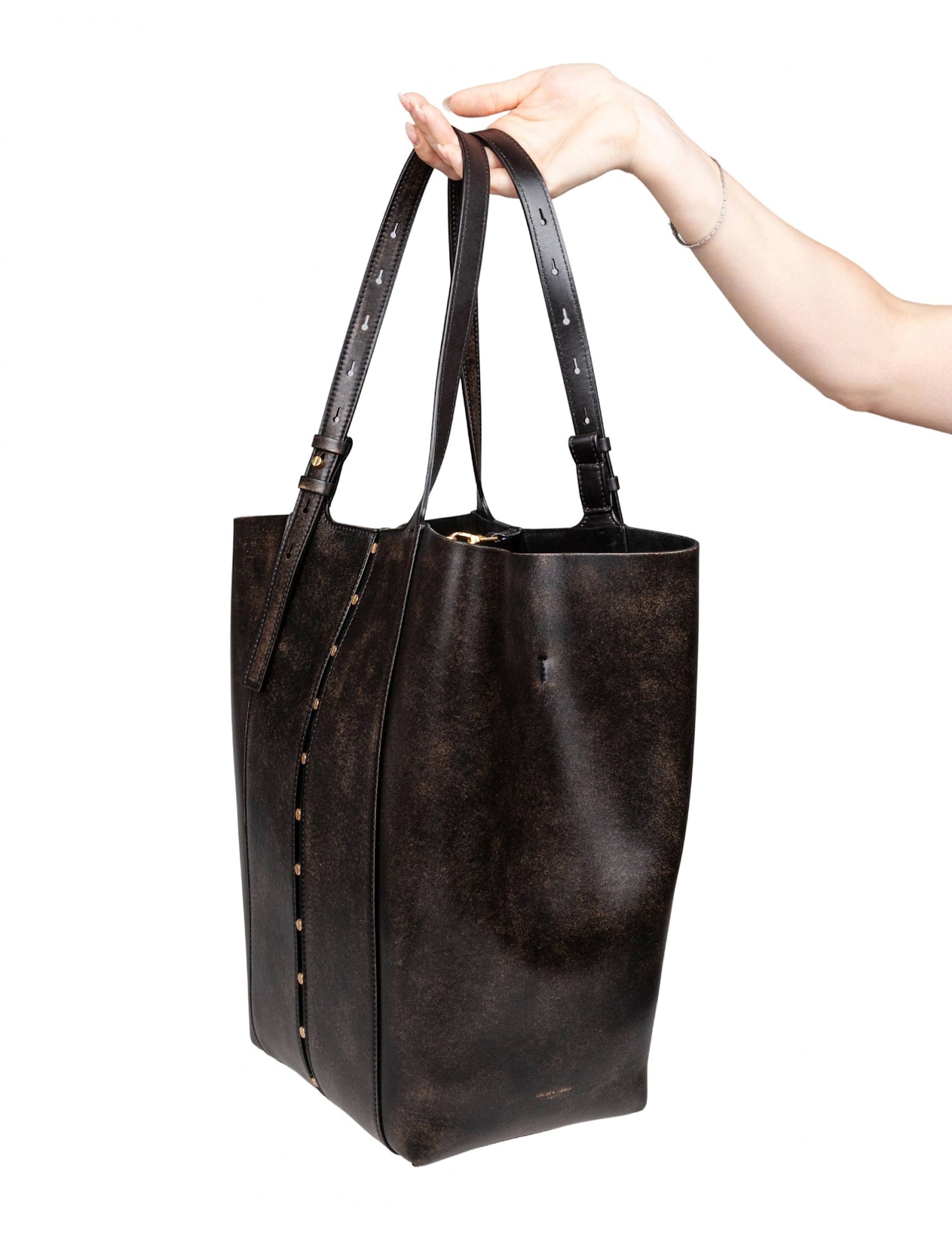 Golden Goose Structured Shoulder Bag In Smooth Calfskin Leather In Black